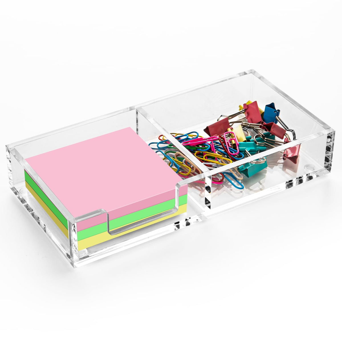 WORHE Sticky Note Holder 2 in 1, Clear Acrylic Memo Pad Holders for Desk Organization School Office