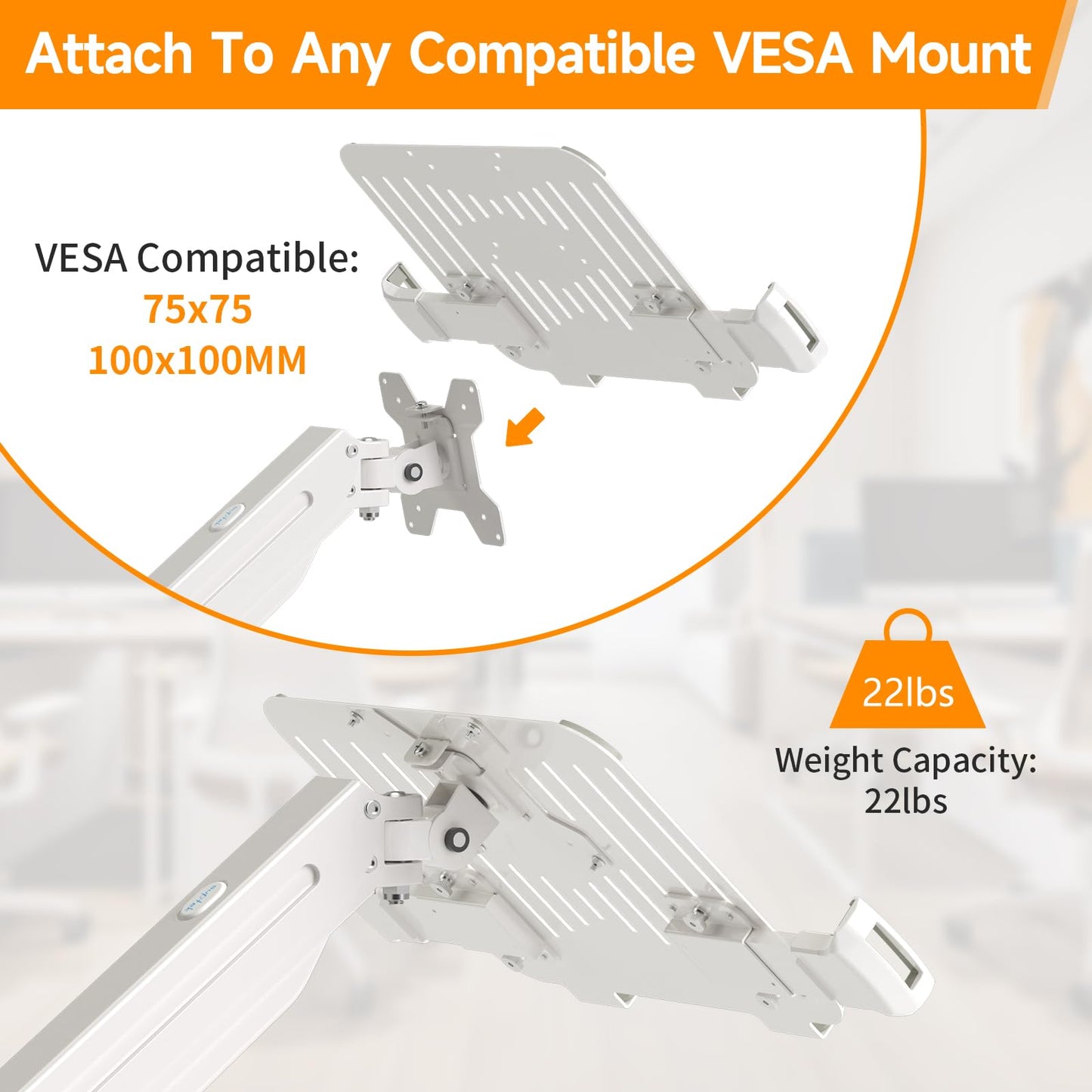 suptek Adjustable 13 to 18 inch Laptop VESA Arm Mount Tray for Monitor Arms and Stands (Tray