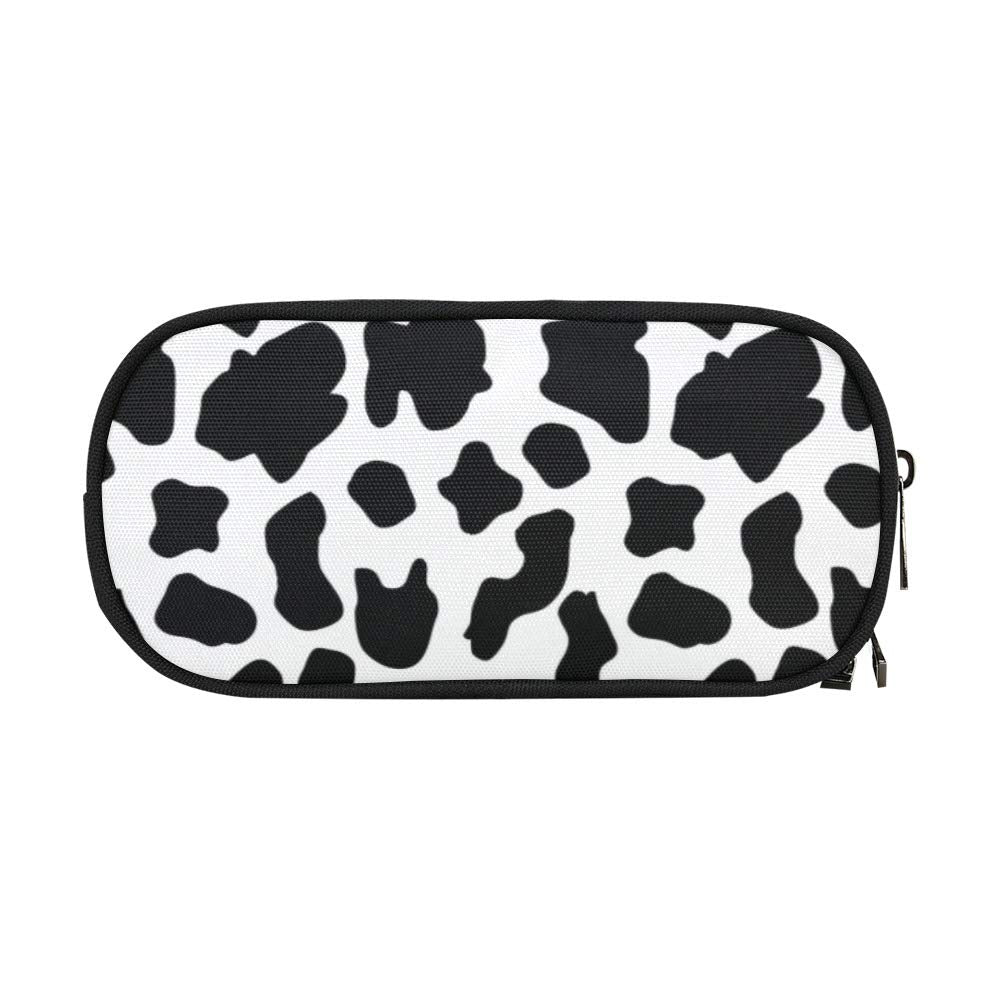ANANGTEE Cow Print Pencil Pouch Case for Girls Boys Kids Big Storage 10x5