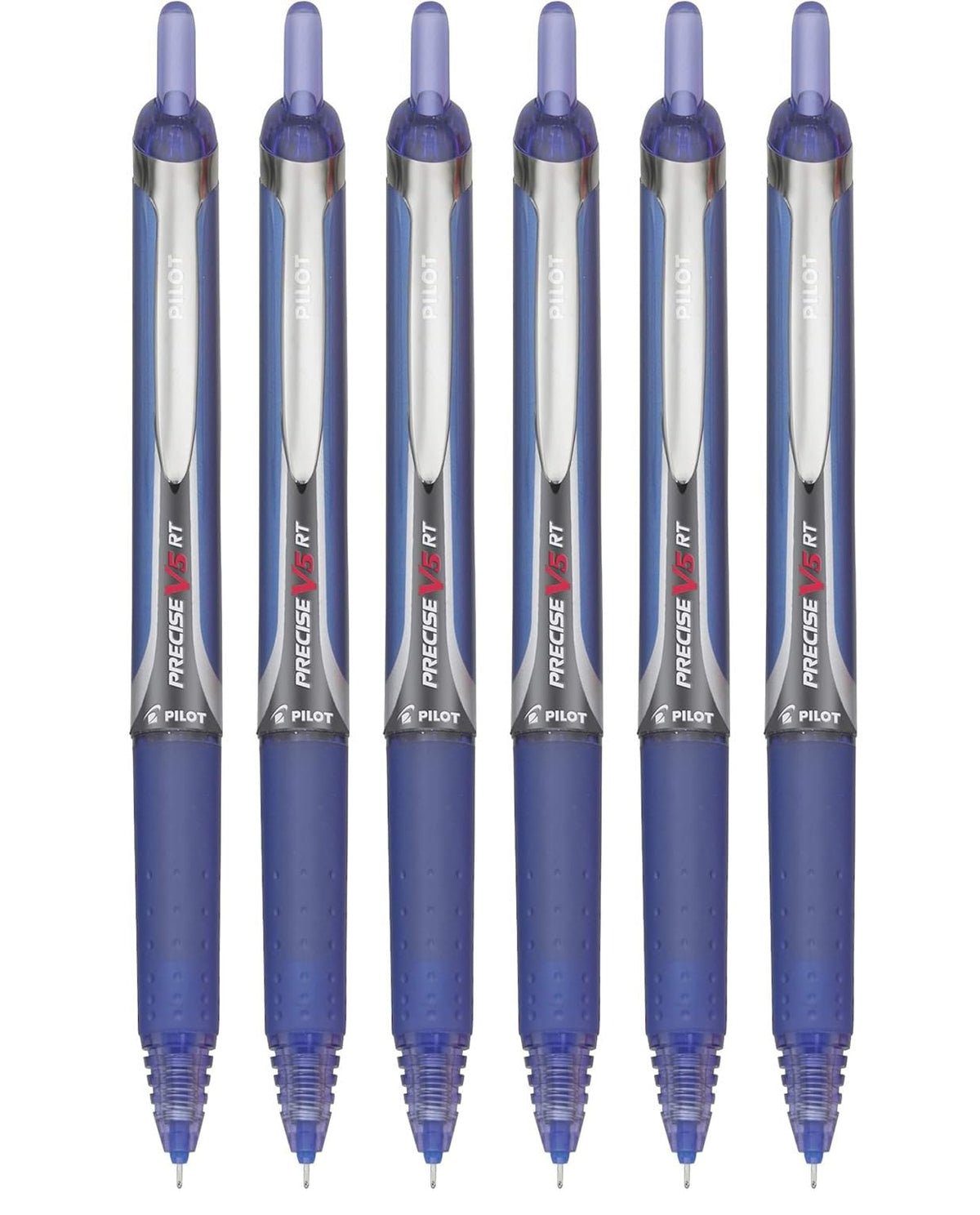 Precise V5 RT Retractable Rollerball Pens, 0.5mm Extra Fine, Blue, 6-Pack