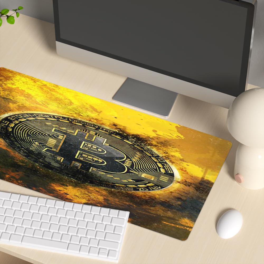 Reateforin Gold Bitcoin Coin Inspirational Quote Mouse Pad, Motivational Mouse Pad for Desk
