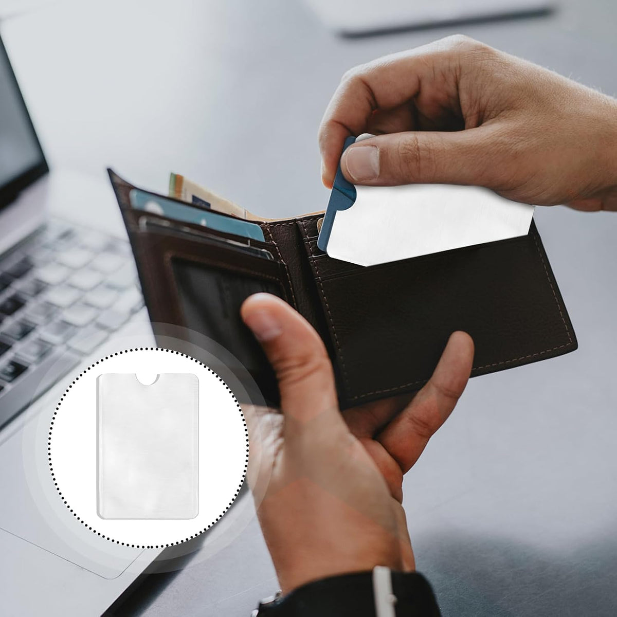 Owfeel RFID Blocking Secure Credit Card Sleeves Pack Of 50 Contactless Card Protection Holders