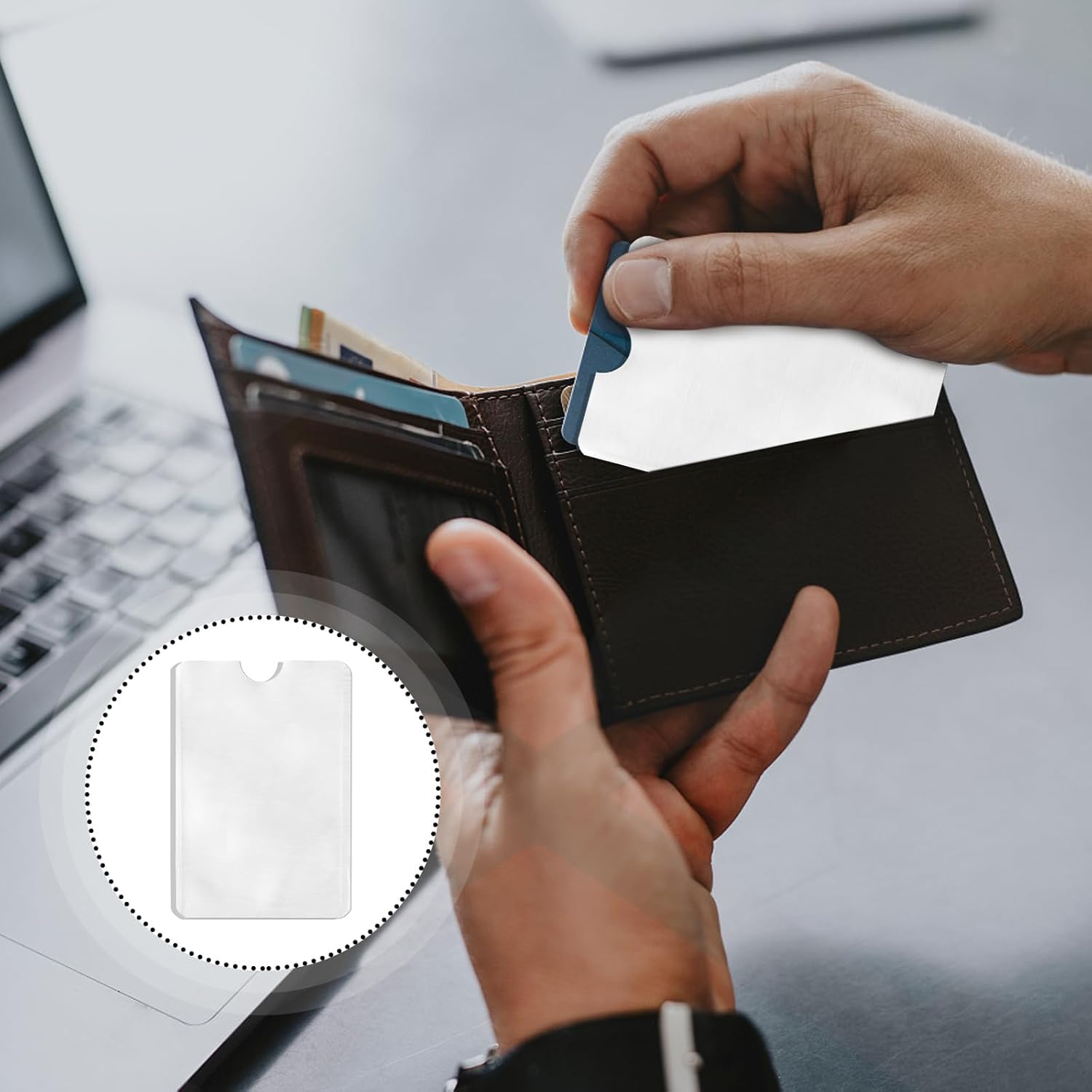 Owfeel RFID Blocking Secure Credit Card Sleeves Pack Of 50 Contactless Card Protection Holders
