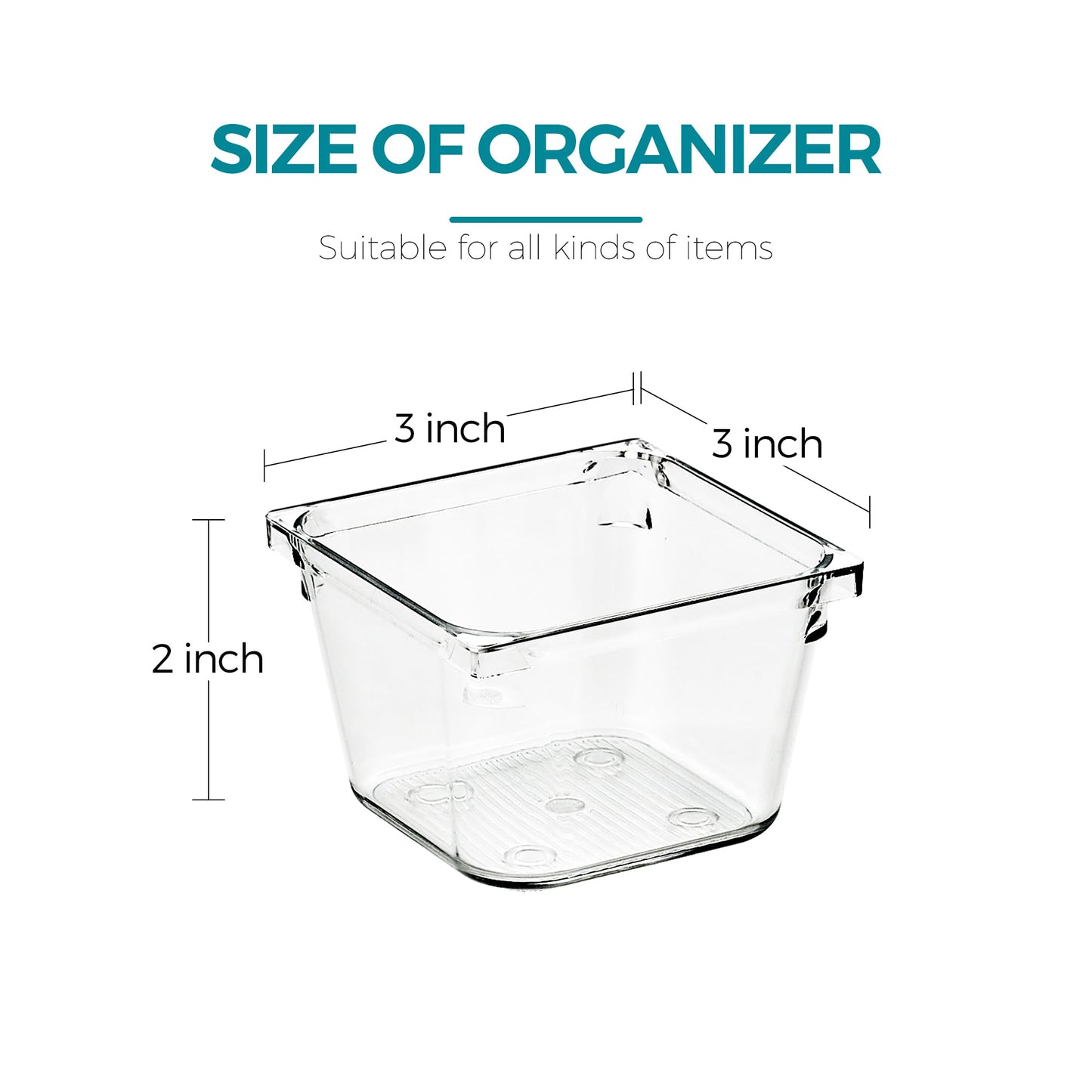 Ravinte Decor 12 Pack Drawer Organizers, 3"X 3" Clear Acrylic Storage Bins