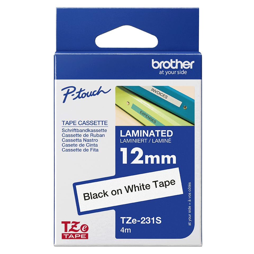 Brother TZe-231S Labelling Tape Cassette, Black on White,