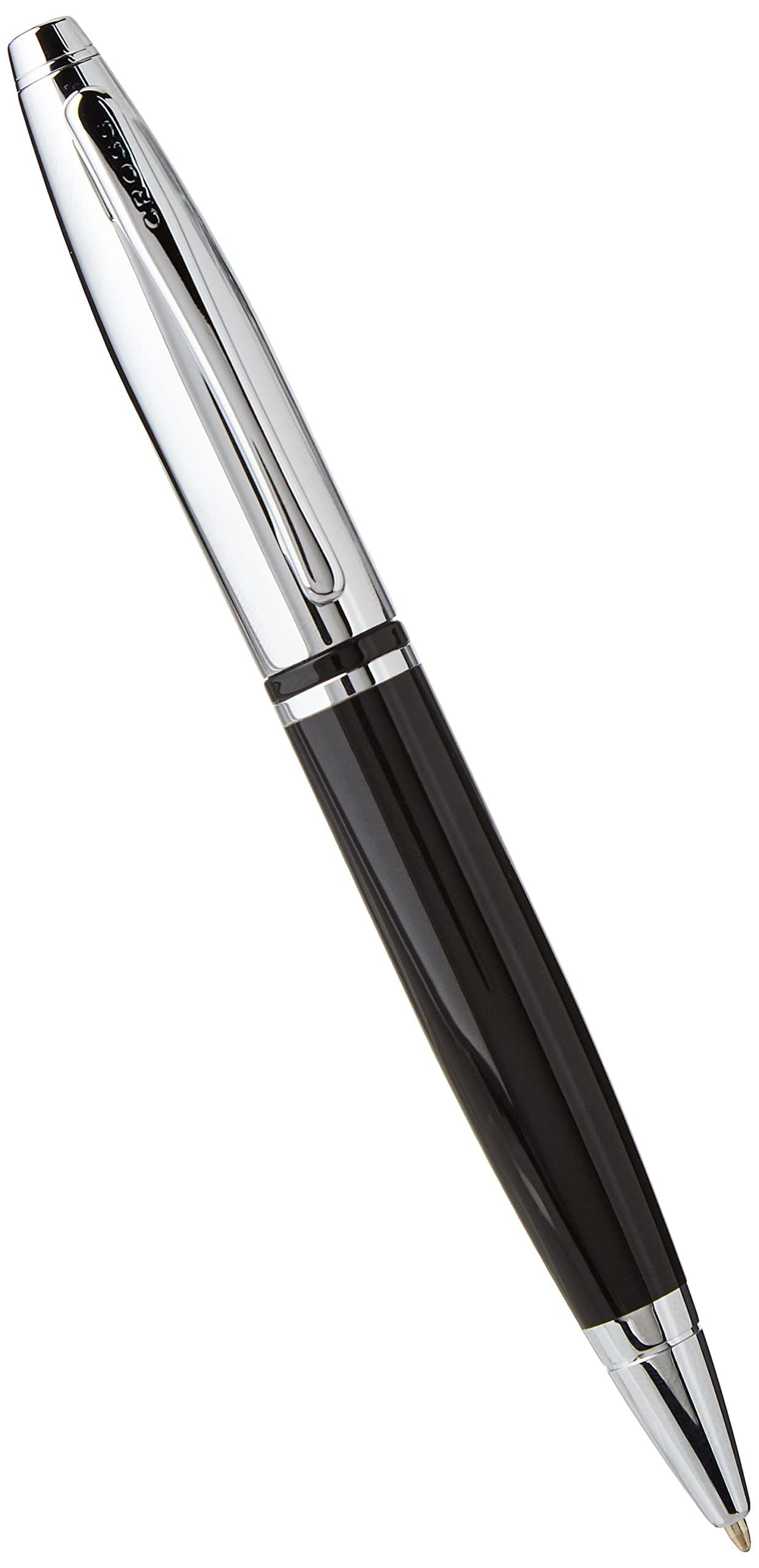Cross Calais Ballpoint Pen, Chrome & Black Lacquer, Medium Point, Black Ink