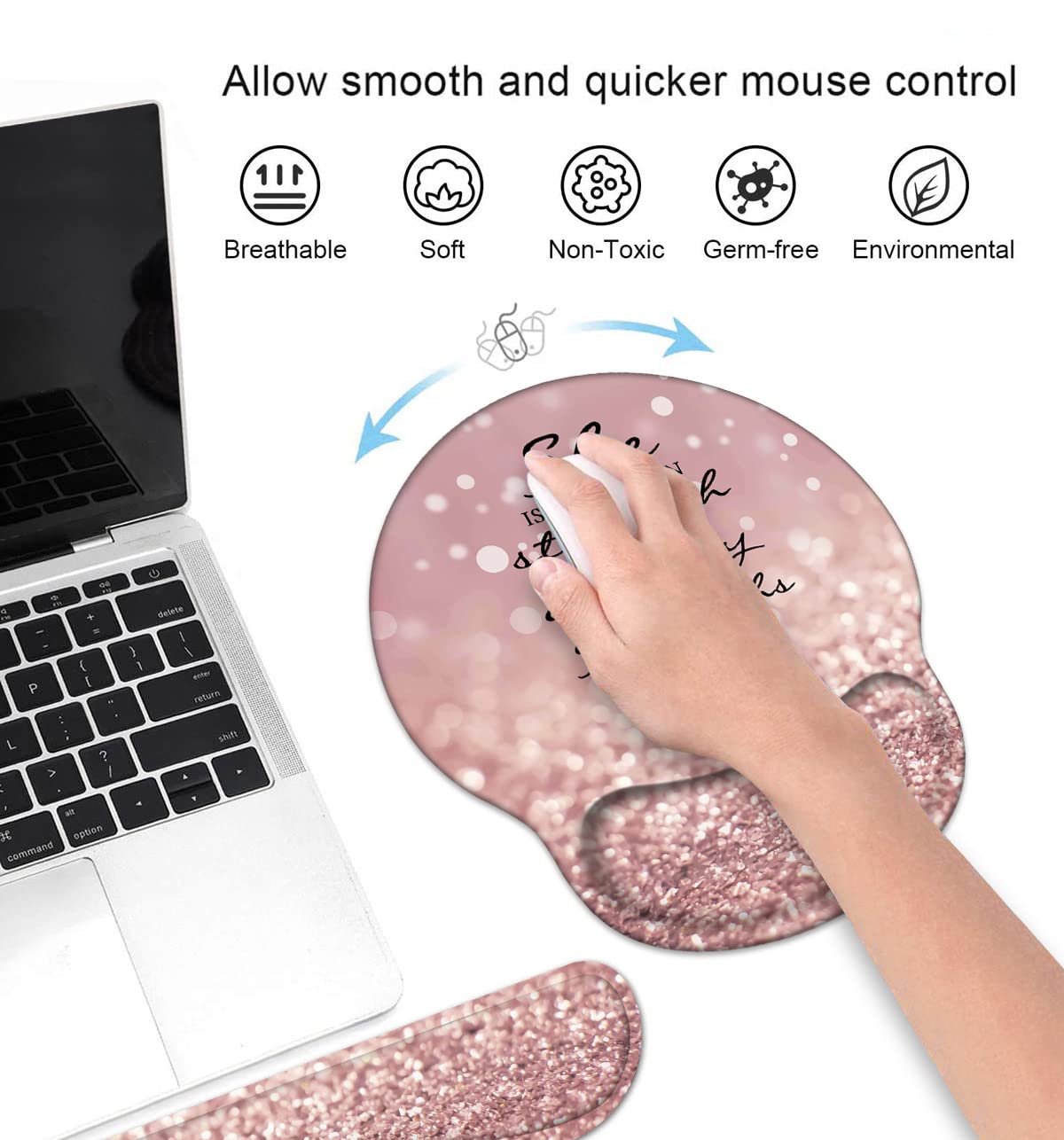 Keyboard Wrist Rest and Mouse Pad Wrist Support Set with Coasters, Bible Verse Proverbs 31:25 Wrist