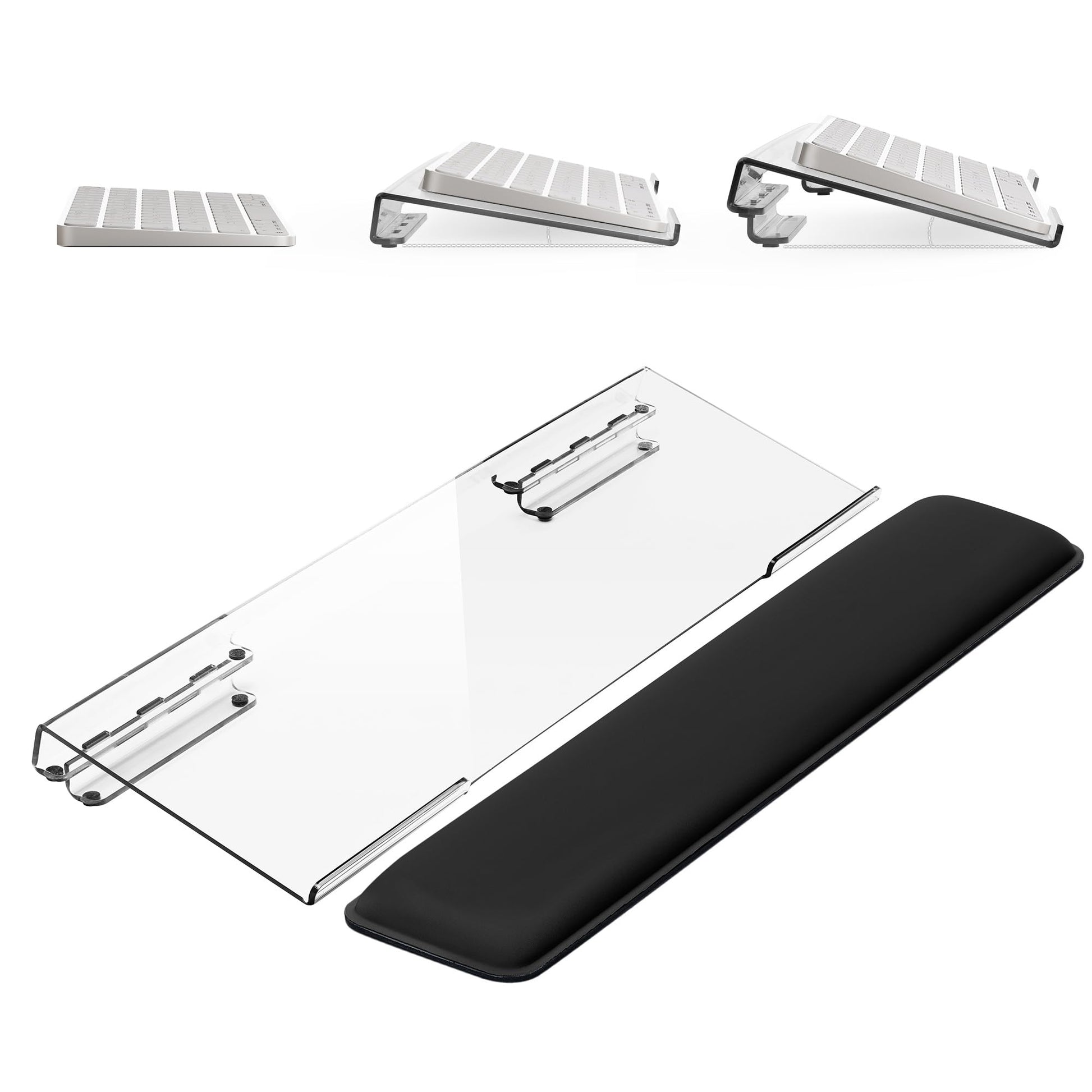 Adjustable Computer Keyboard Stand for Desktop, Keyboard Wrist Rest(Clear)