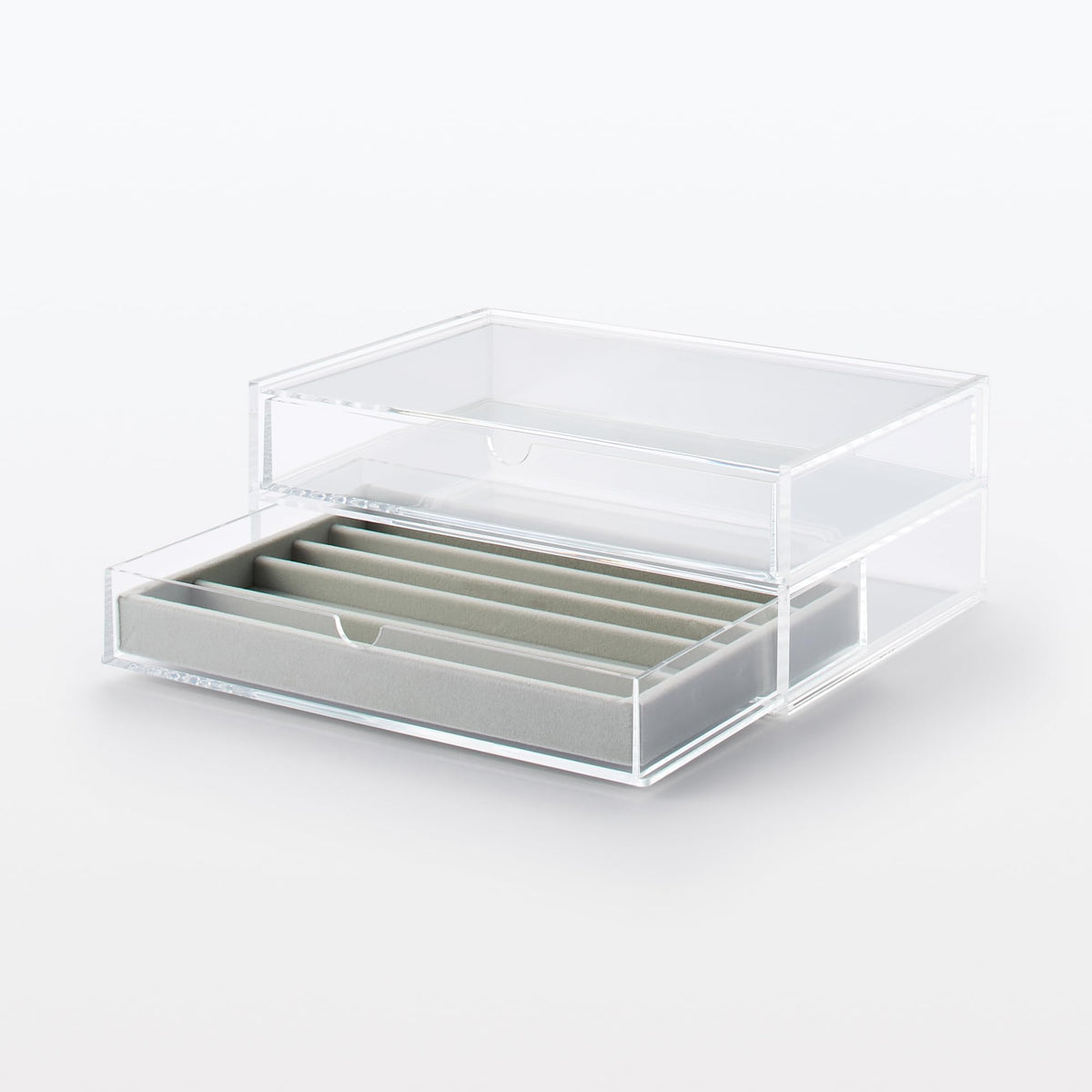 Muji Acrylic Stackable 2-Drawer Storage Case, Large, 25.5cm Width x 17cm Depth x 9.5cm Height