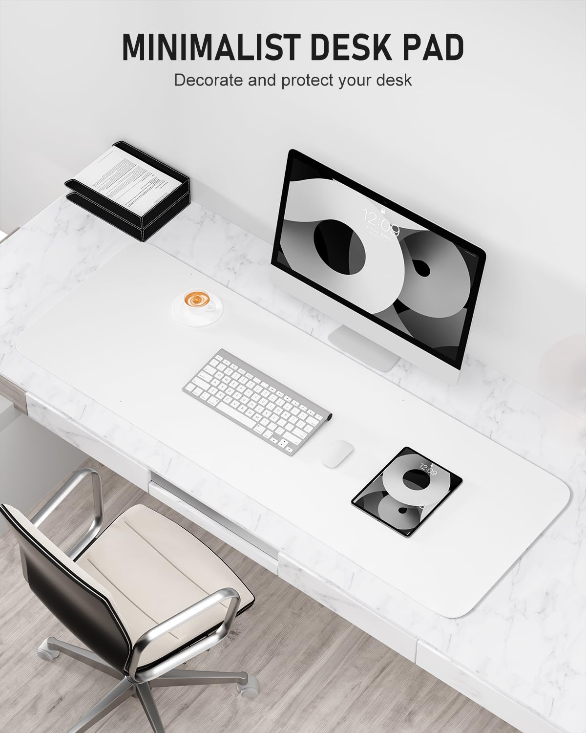 Niniubye Desk Pad, 48" x 17" PU Leather Non-Slip Desk Mat Large Mouse Pad for Desktop, Waterproof