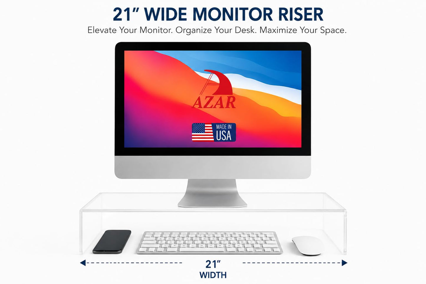 Azar 515360 Acrylic Monitor Stand Riser – Made in USA Laptop stand and Monitor Riser Acrylic