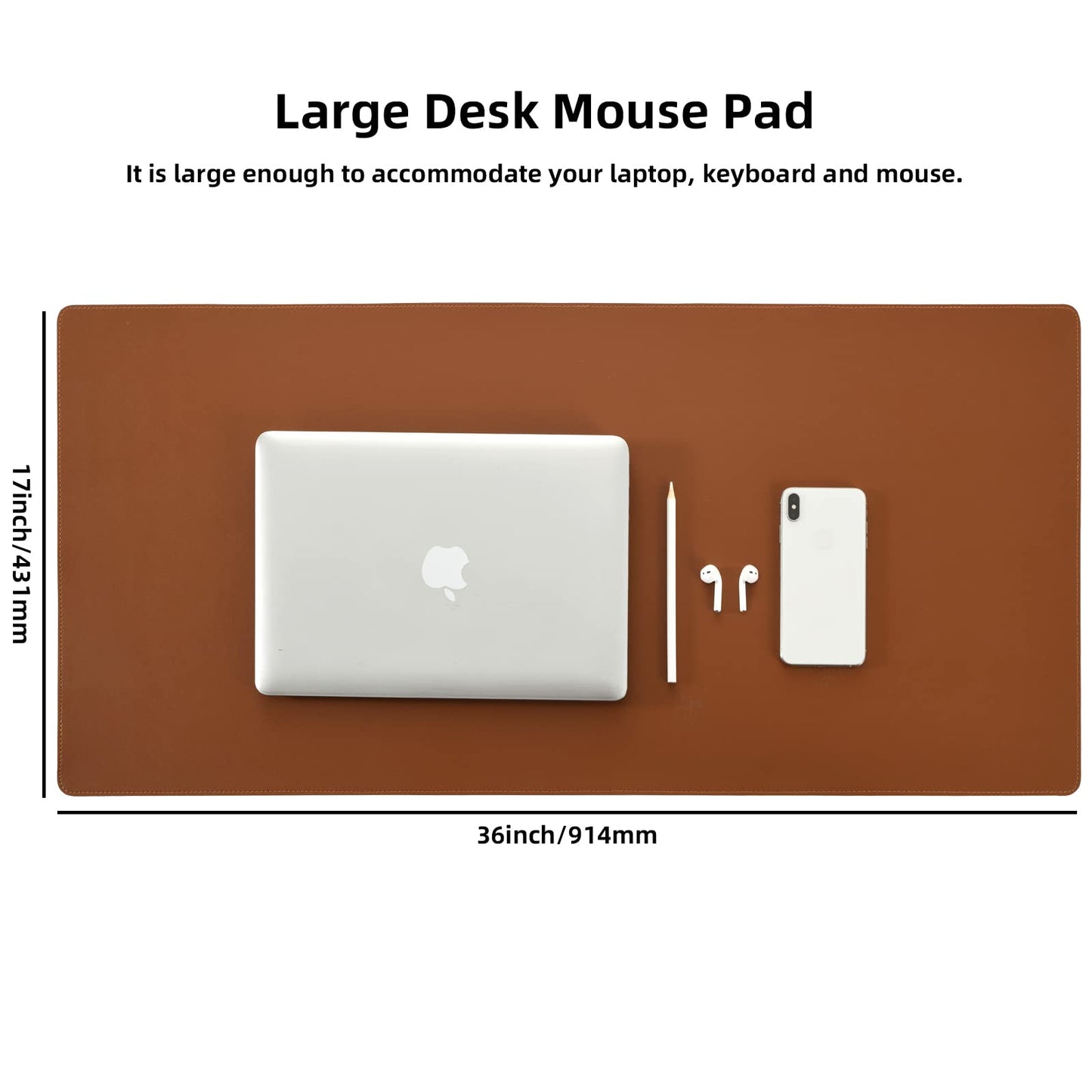 Desk Pad Blotter,Wolaile 36x17 in Large PU Leather Mouse Pad,Waterproof Non-Slip Writing Desktop
