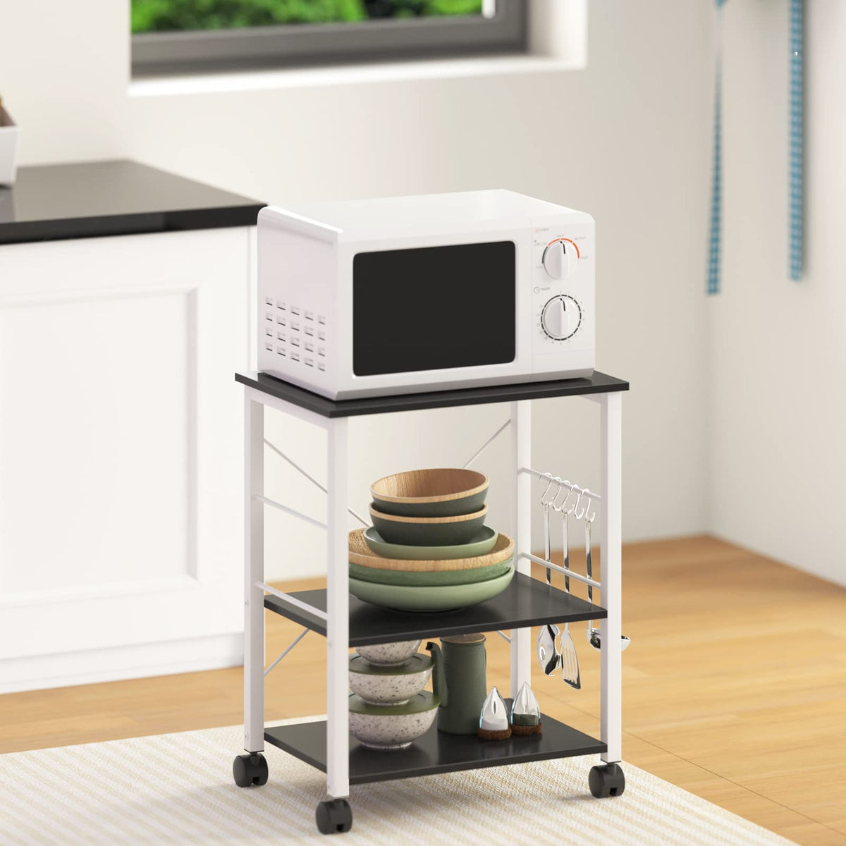 sogesfurniture 3-Tier Kitchen Baker's Rack Utility Shelf Microwave Oven Stand Storage Cart