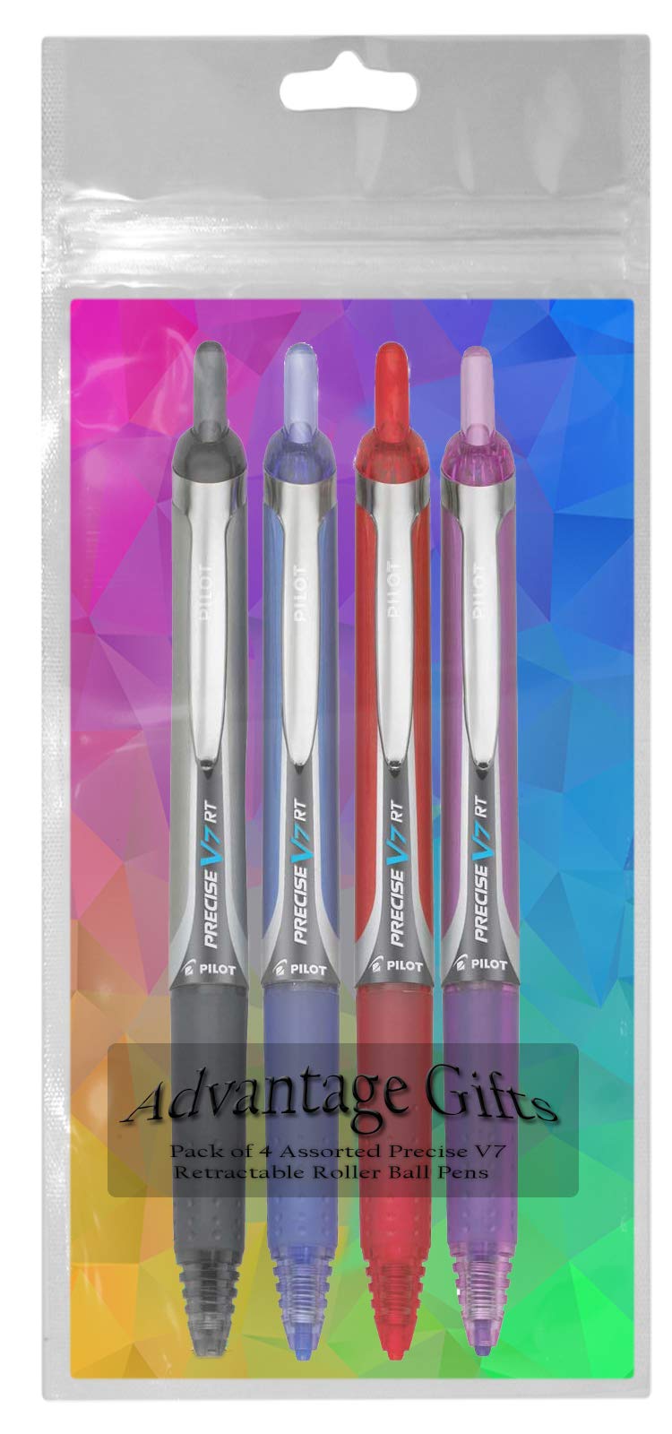 Advantage Gifts Precise V7 RT Retractable Rolling Ball Pens, Fine Point (.7mm), Assorted Colors