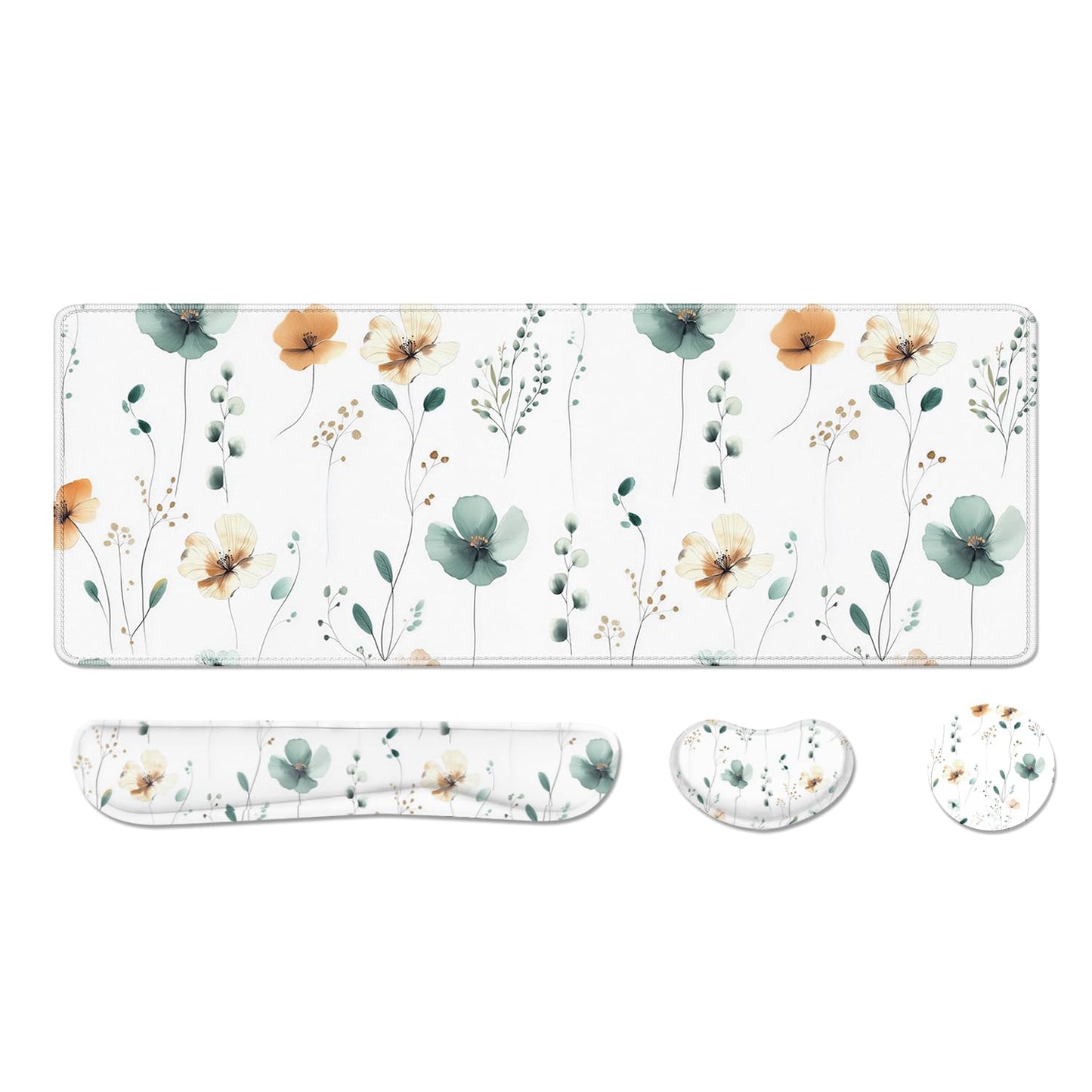 Desk Pad and Keyboard Wrist Rest, Large Mouse Pad + Keyboard Pad+Mouse Wrist Support, Non-Slip Desk