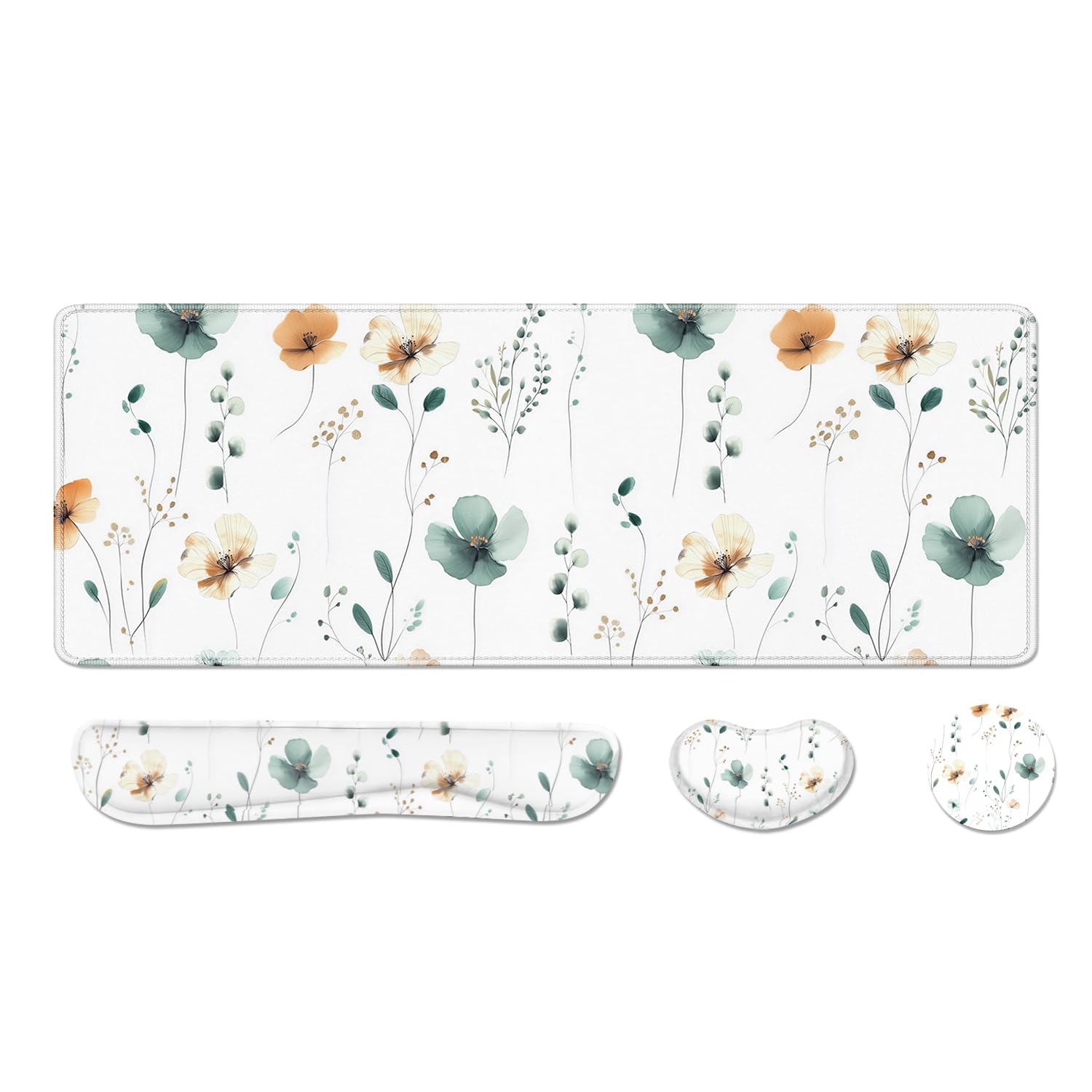Desk Pad and Keyboard Wrist Rest, Large Mouse Pad + Keyboard Pad+Mouse Wrist Support, Non-Slip Desk
