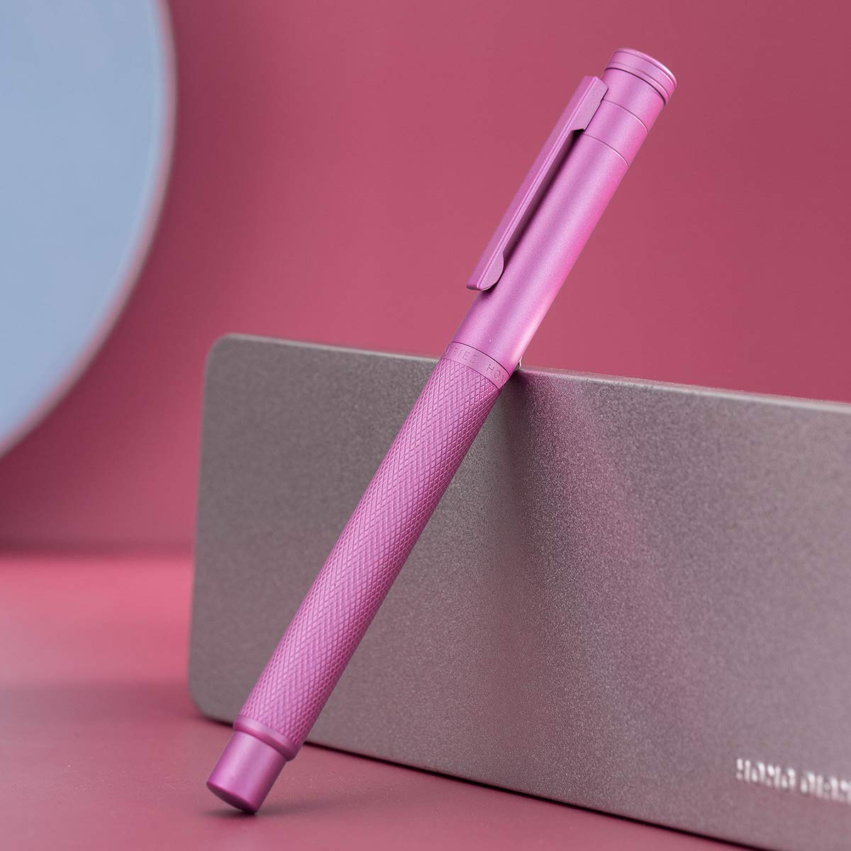 Hongdian 1851 Pink Forest Fountain Pen Medium Nib, Classic Design with Converter and Metal Pen Case