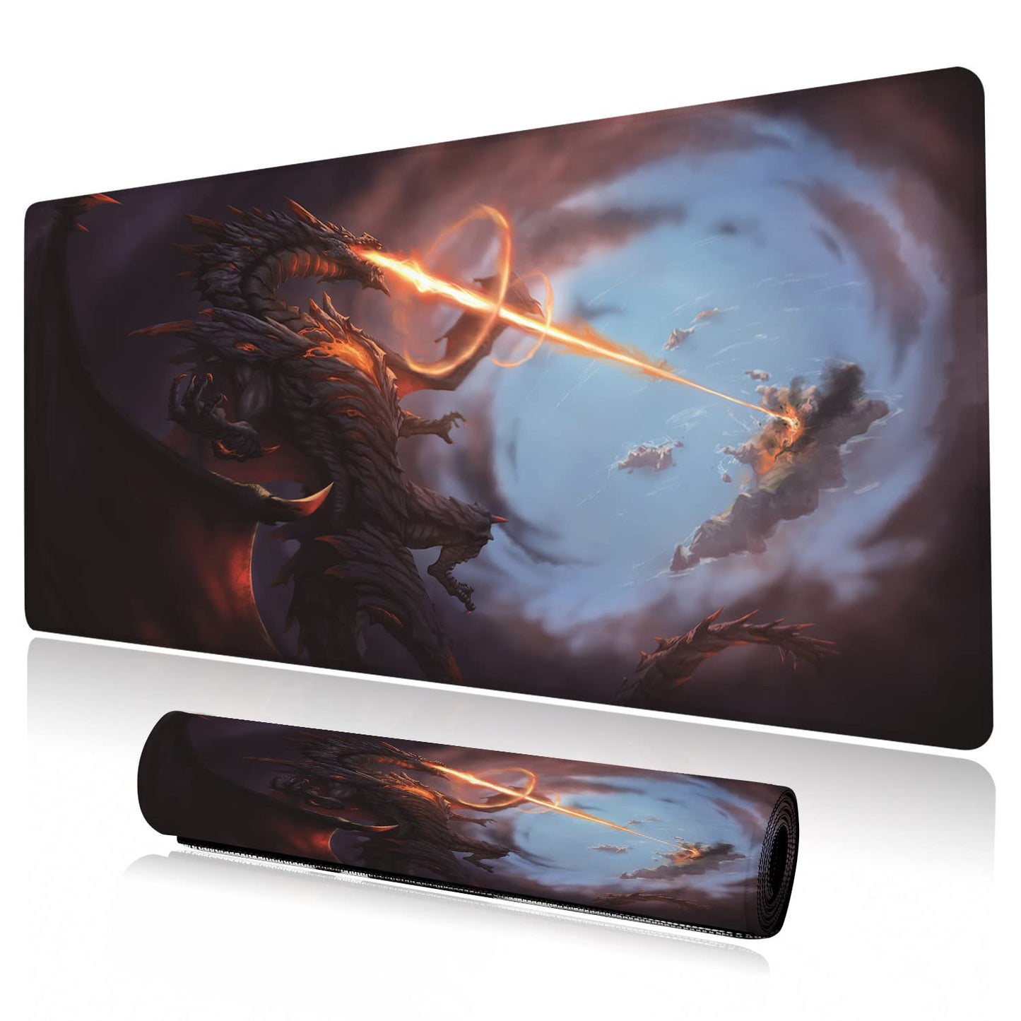 Extended Large Gaming Mouse Pad Cool Dragon Flame XXL Size Keyboard Mouse Mat Desk Pad with Non
