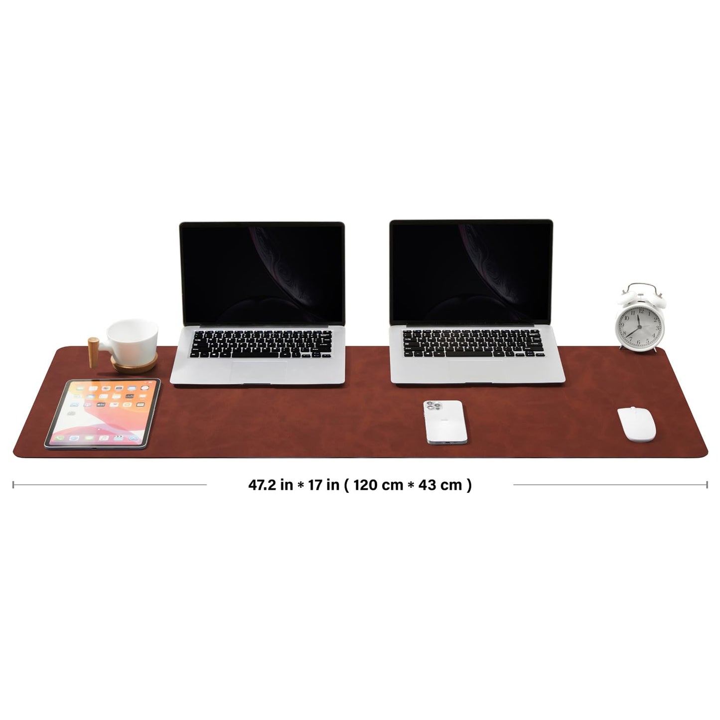 Distressed Leather Desk Mat - Non-Slip PU Desk Pad for Office and Home - Desk Organization and