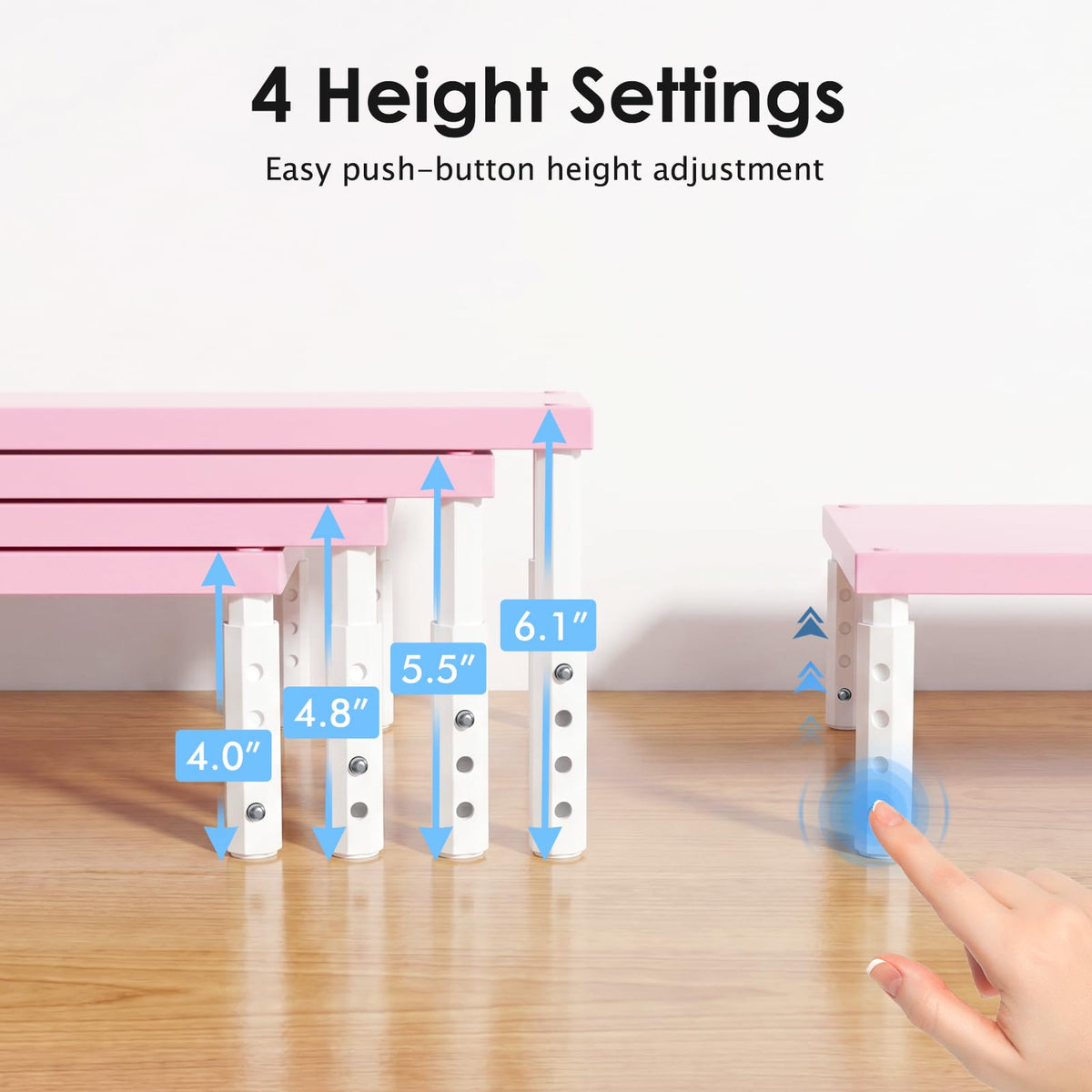 ECOLOVI Adjustable Wood Computer Monitor Stand Riser, Office Desk Organizer and Accessories for