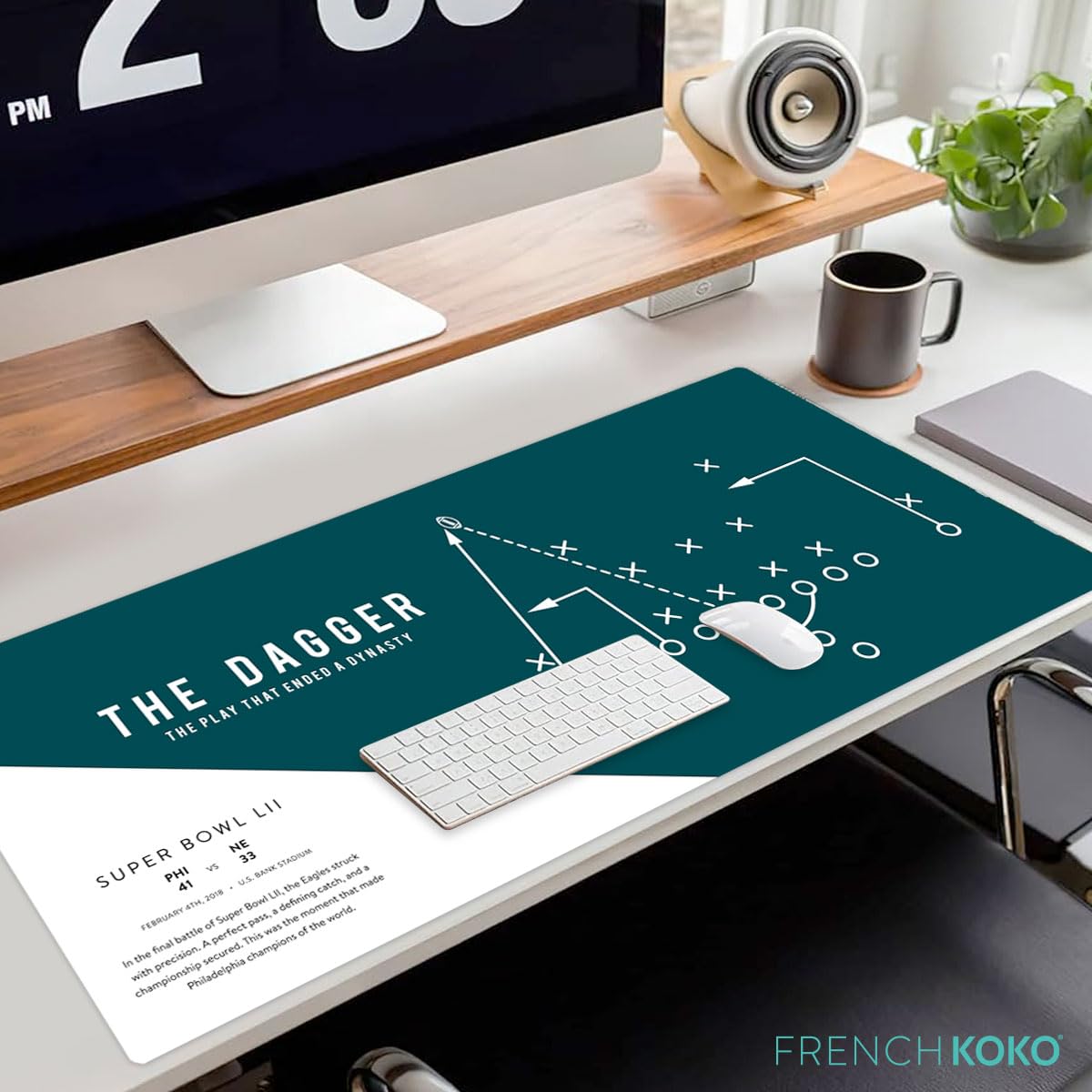 Large Philadelphia Desk Mat for Desktop – XL Desk Pad Mat with Smooth Surface, Green Football Theme