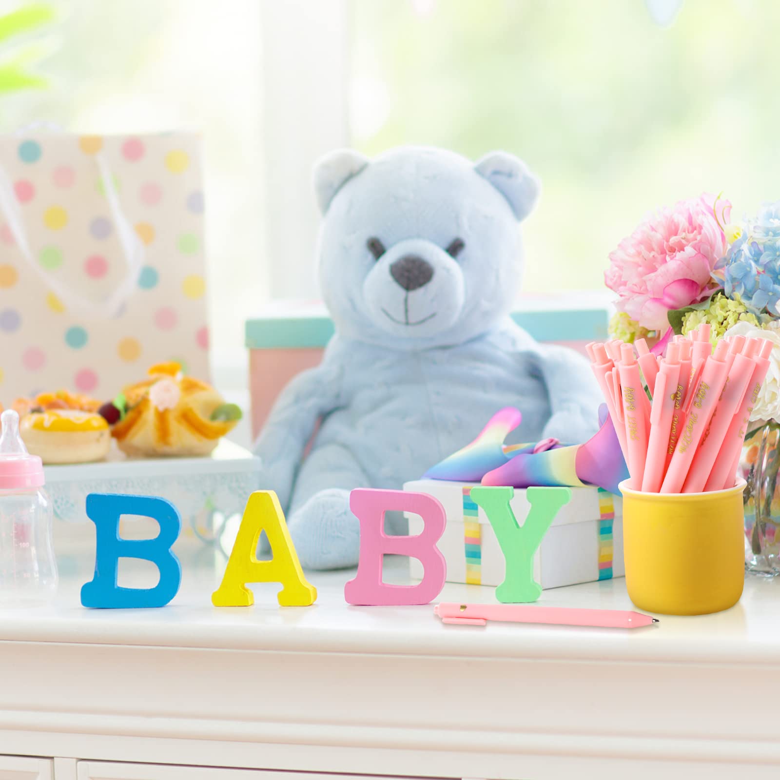 Nuanchu 50 Pcs Baby Shower Pens for Guests It's a Boy or Girl Pens Retractable Baby Shower Favors