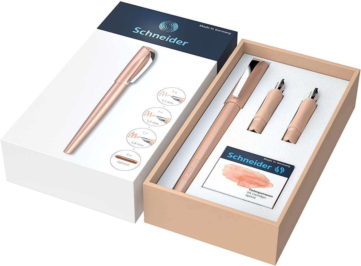 Schneider Callissima Calligraphy Fountain Pen Gift Set: Apricot, 1.1 mm, 1.5 mm, 1.8 mm