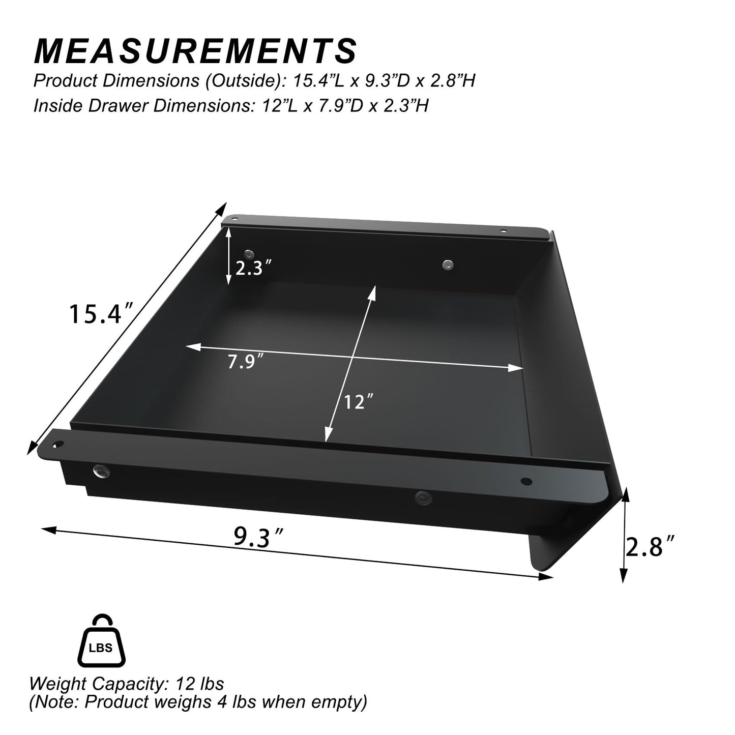 Gaxomo Under Desk Mounted Sliding Drawer with 60 Degree Tilt Panel to Pull Out, 15'' Long & 9''
