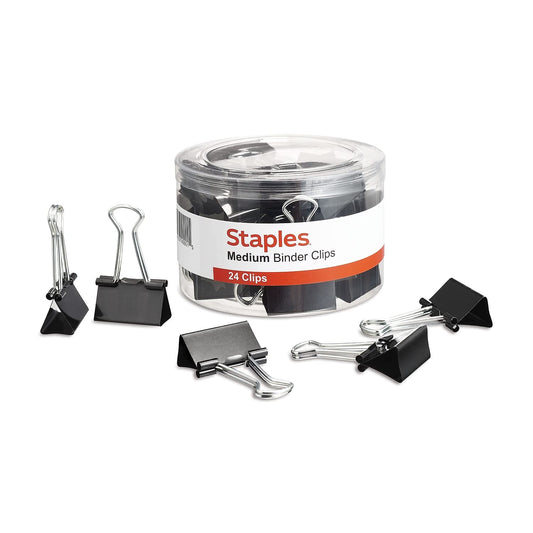 Staples Binder Clips, Medium 1.25 Inch Width, Black, 72-Pack