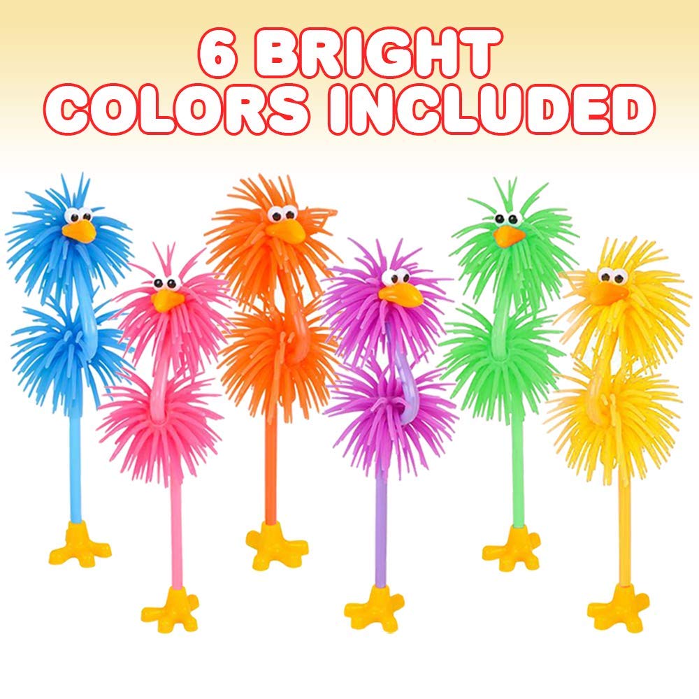 ArtCreativity Silly Rubber Bird Pens, Set of 6, Cute Cool Pens School Supplies for Kids, Fidget Fun