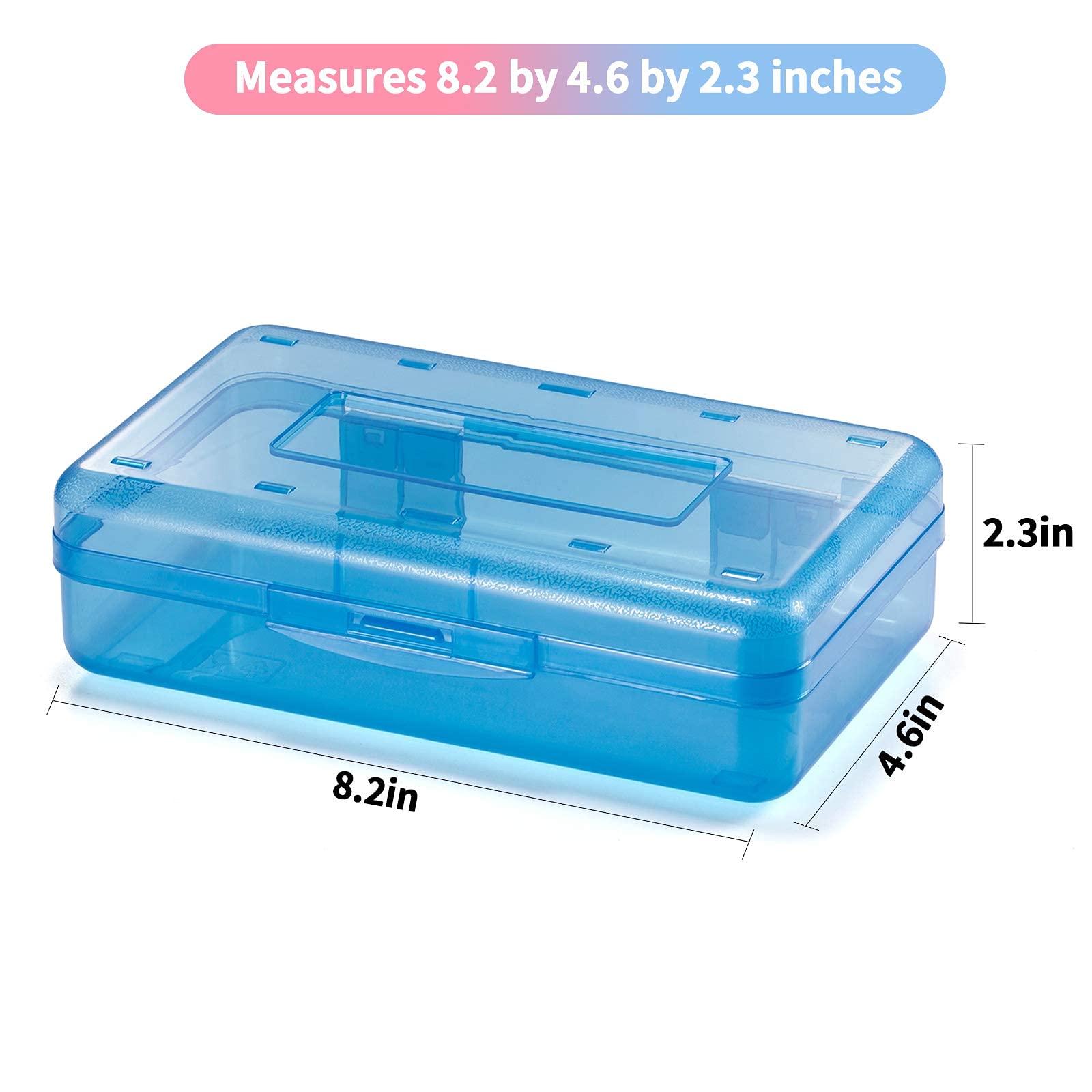 Sooez Plastic Pencil Case Box 6 Pack, Colored Large Craft Storage Bulk