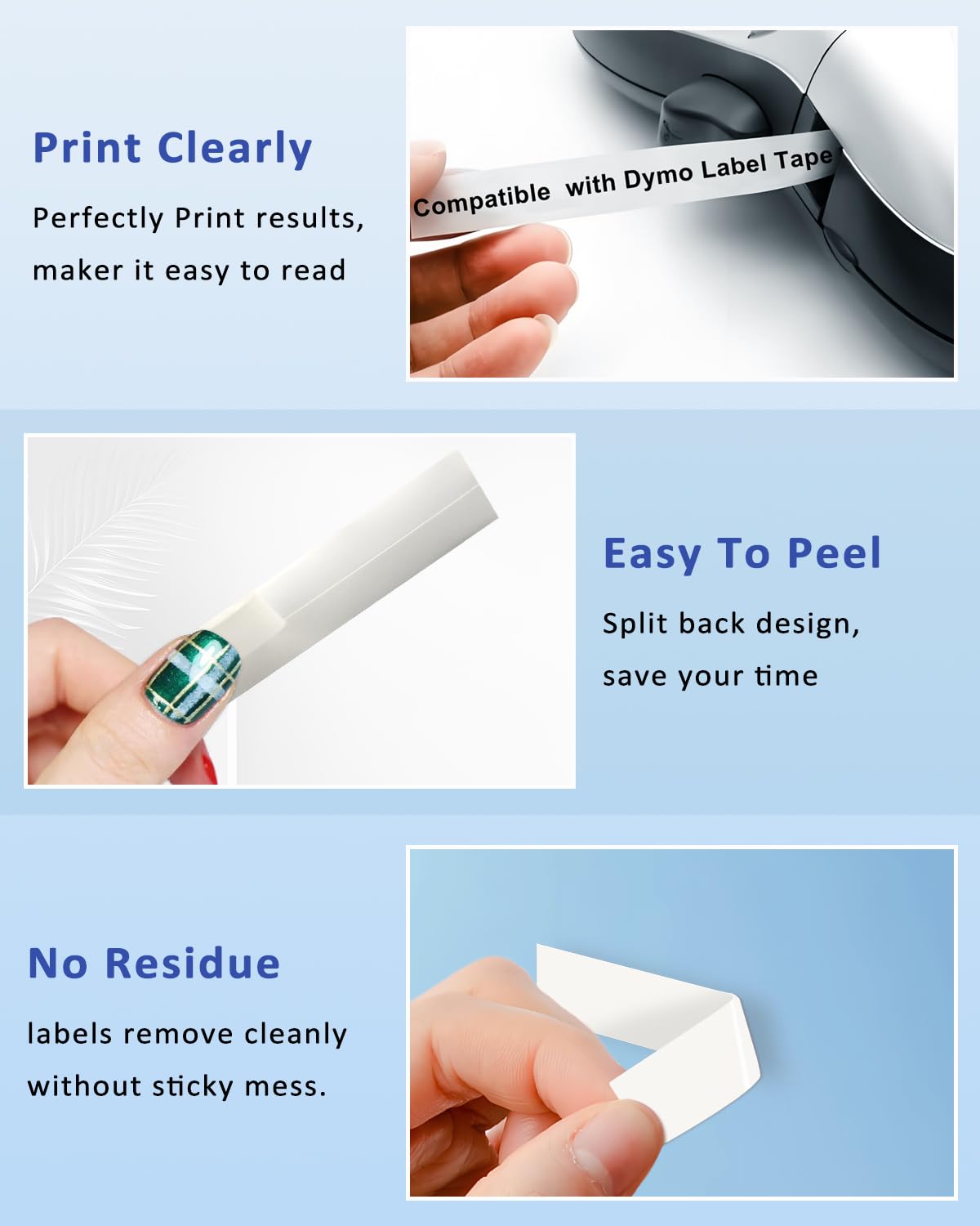 6Pack Compatible with Dymo Letratag Refills Colored Plastic Label Tape