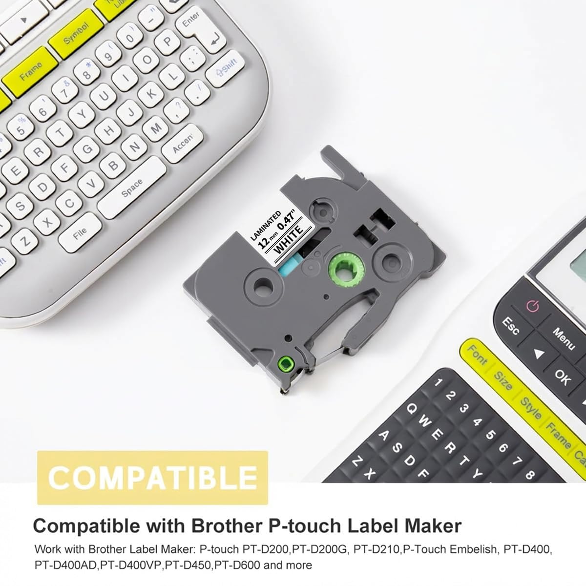 COLORTY Replace for Brother P-Touch Label Maker Tape TZe 12mm 0.47