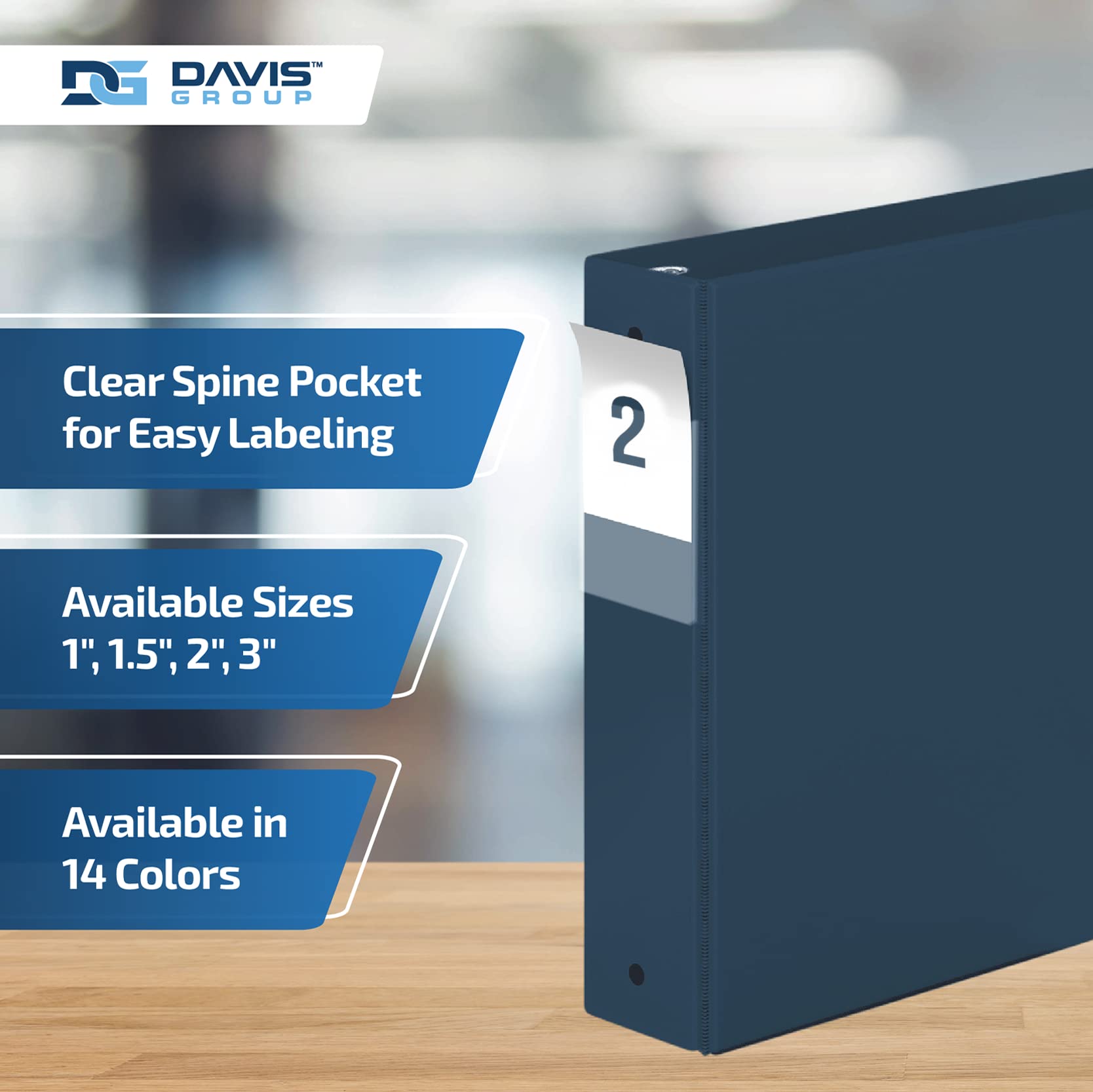 Premium Economy 3-Ring Binder, Spine Label, 2" Round Rings, Navy Blue, 6 Pk