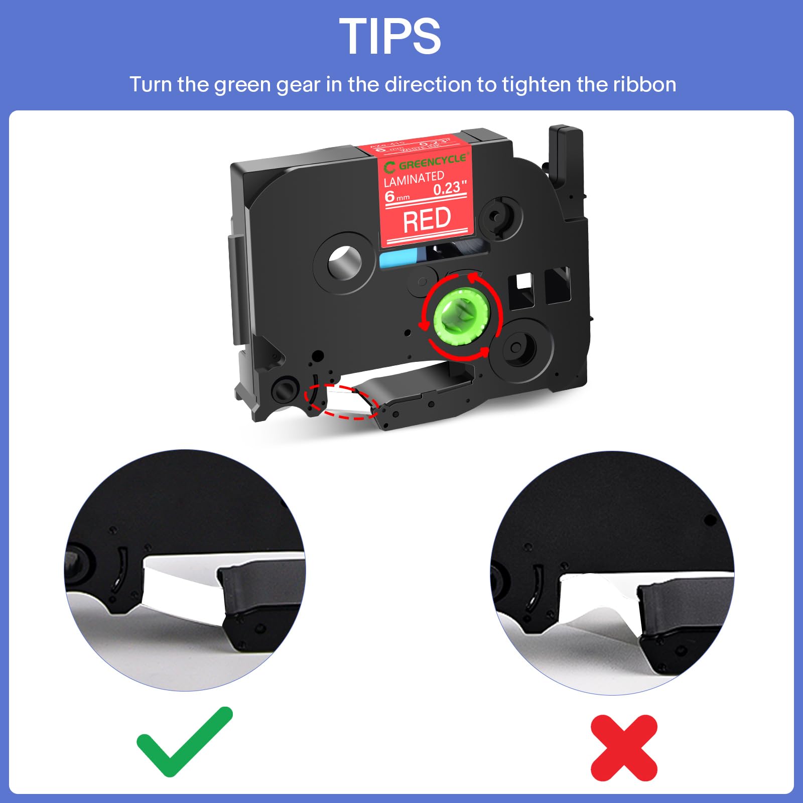GREENCYCLE TZe-415 6mm 0.23 Laminated Red Label Maker Tape Compatible for Brother P-Touch TZ-415