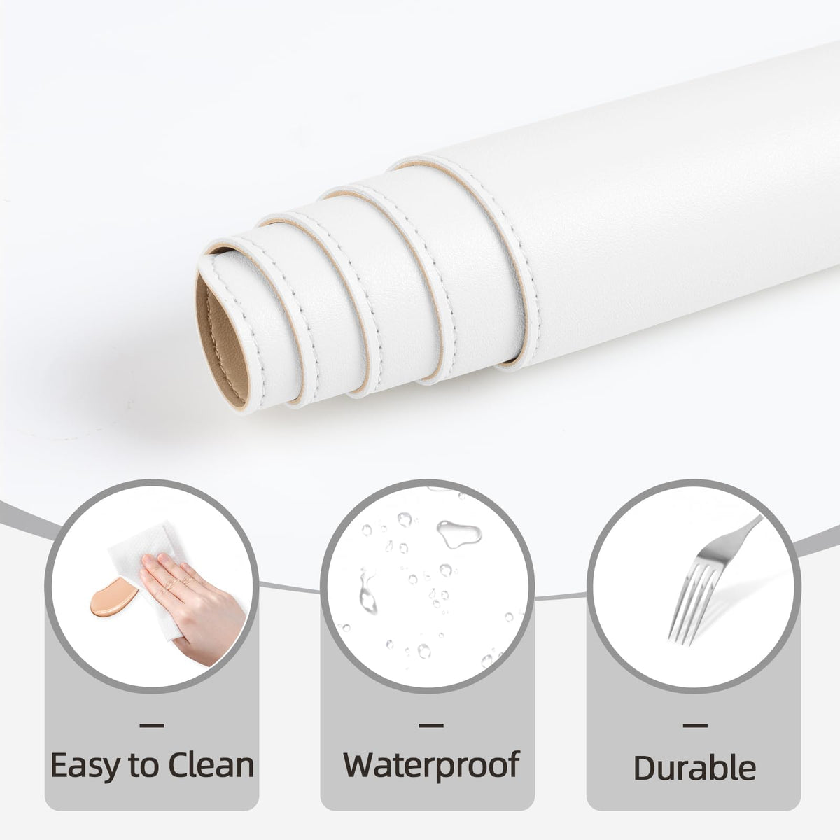 Makeup Mat for Vanity to Protect Desk Top, 31.5x15.7in, White and Khaki