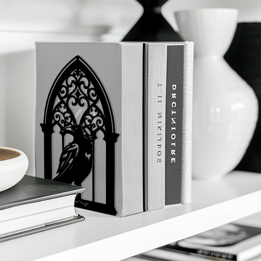 Peacoblue 5.3"x4.3"x7.9" Metal Bookends, Heavy Duty Book Ends for Shelves