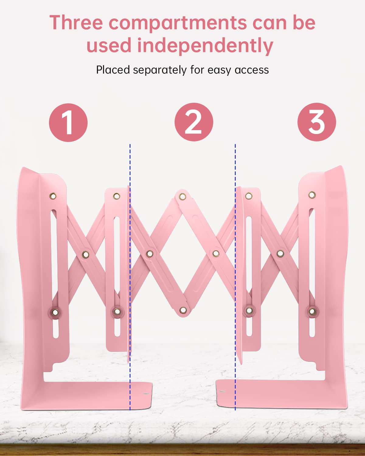 Honagu Adjustable Bookends, Metal Book Ends for Shelves Heavy Book