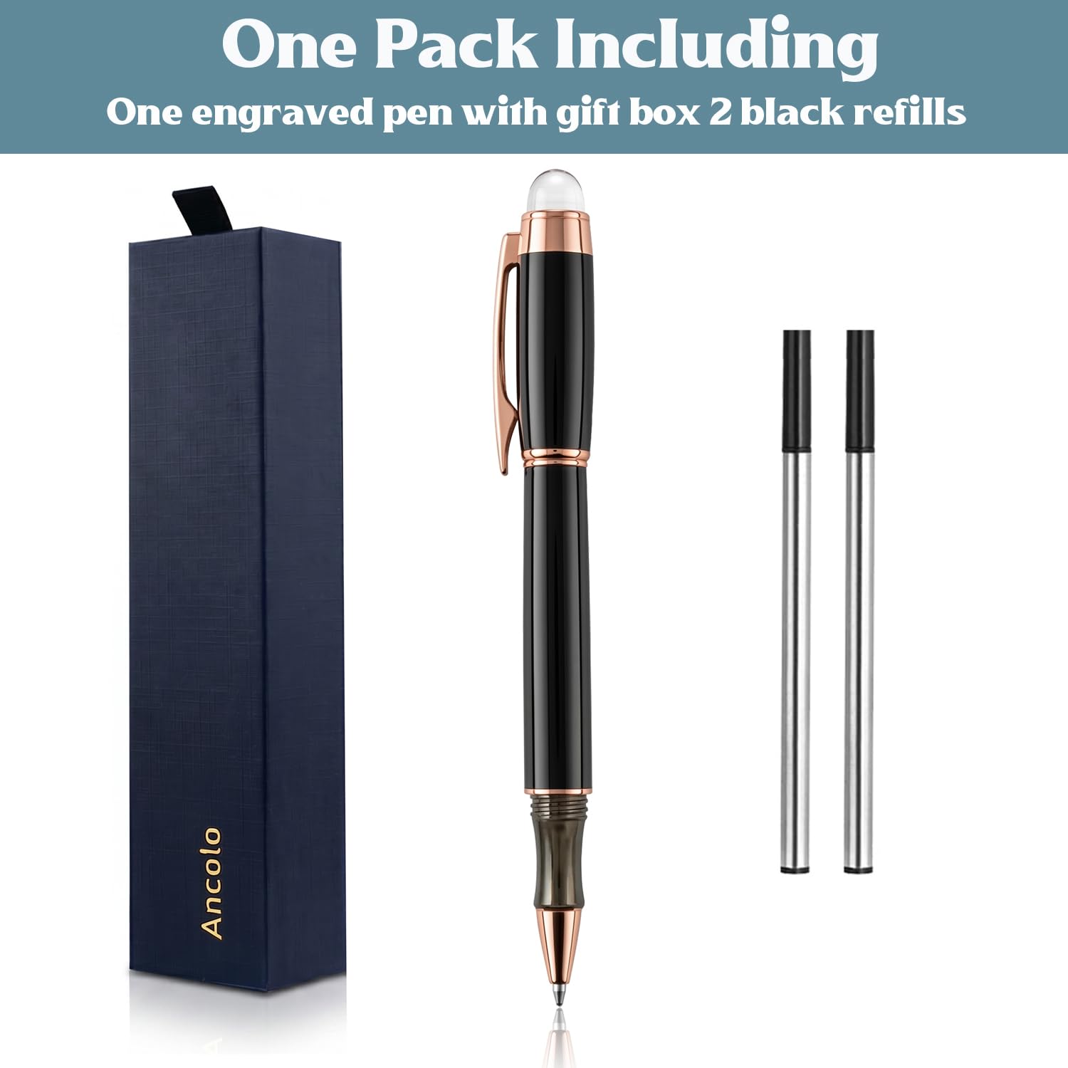 Ancolo Custom Pen- Executive Pen with Crystal Tip with Your Name or Message