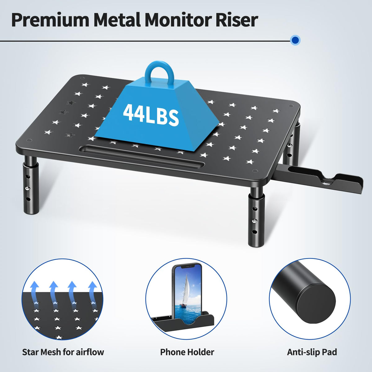 Zimilar 2 Pack Monitor Stand , 3 Height Adjustable Stand with Star Mesh