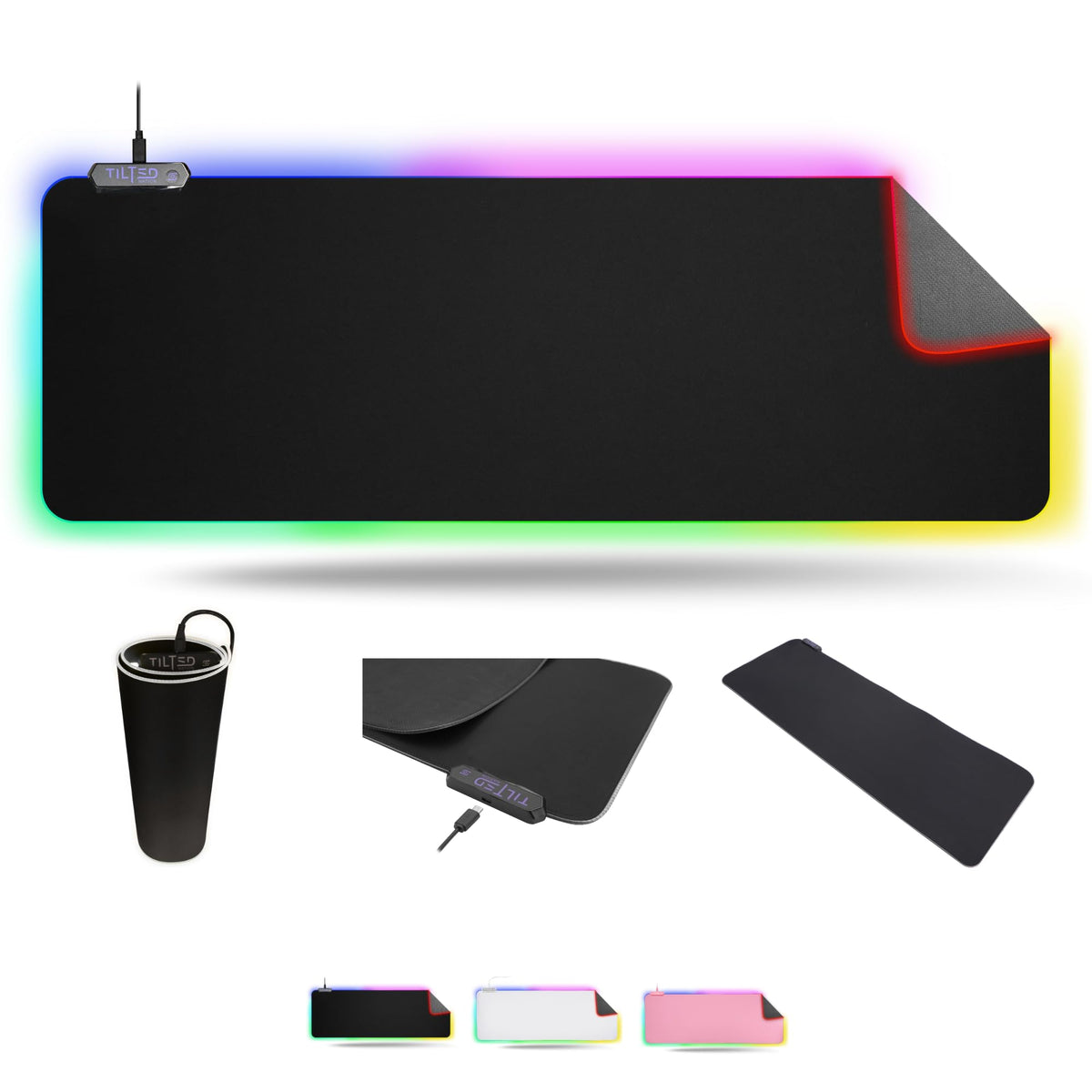 Tilted Nation RGB Mouse Pad for Gaming - Large LED Mousepad - LED Desk mat with 8 Adjustable Light