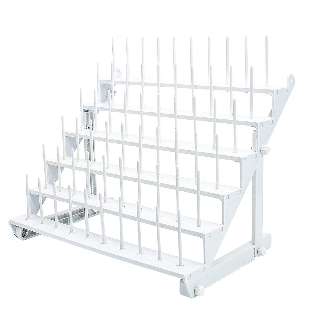Sew Tech Thread Rack for 60 Spools or 30 Cones, Wall Mounted Large Thread Holder with Long Pegs