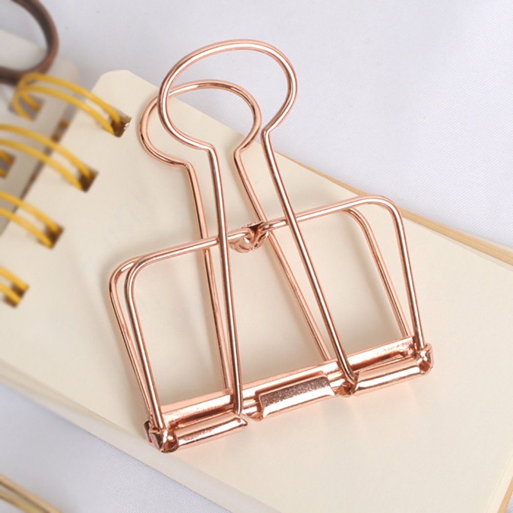 Rose Gold Hollow Out Metal Wire Binder Clips - Large 51mm - Pack of 12