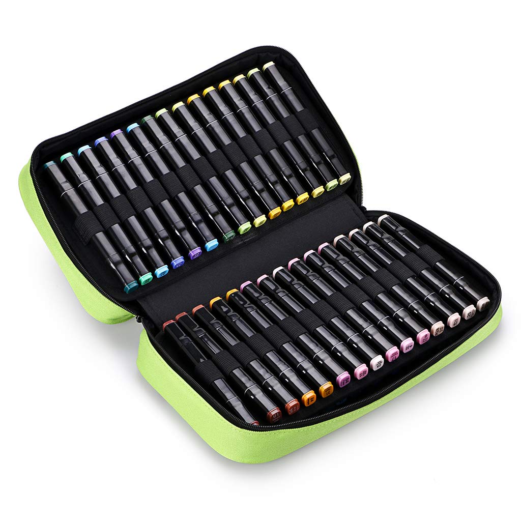 BTSKY Art Marker Carrying Case Lipstick Organizer-60 Slots Canvas Zippered