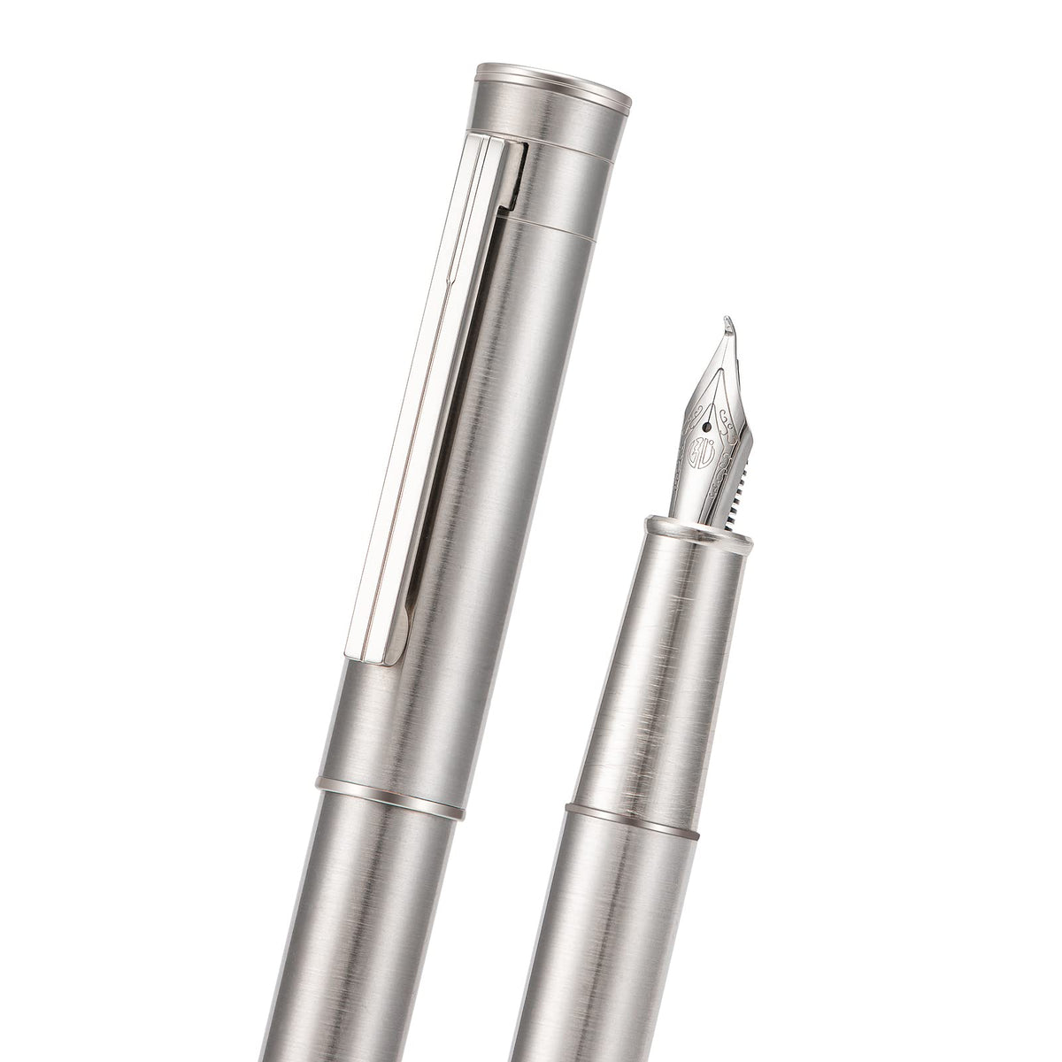 Hongdian 1861 Stainless Steel Fountain Pen Bent Nib, Classic Design Smooth Writing Pen with