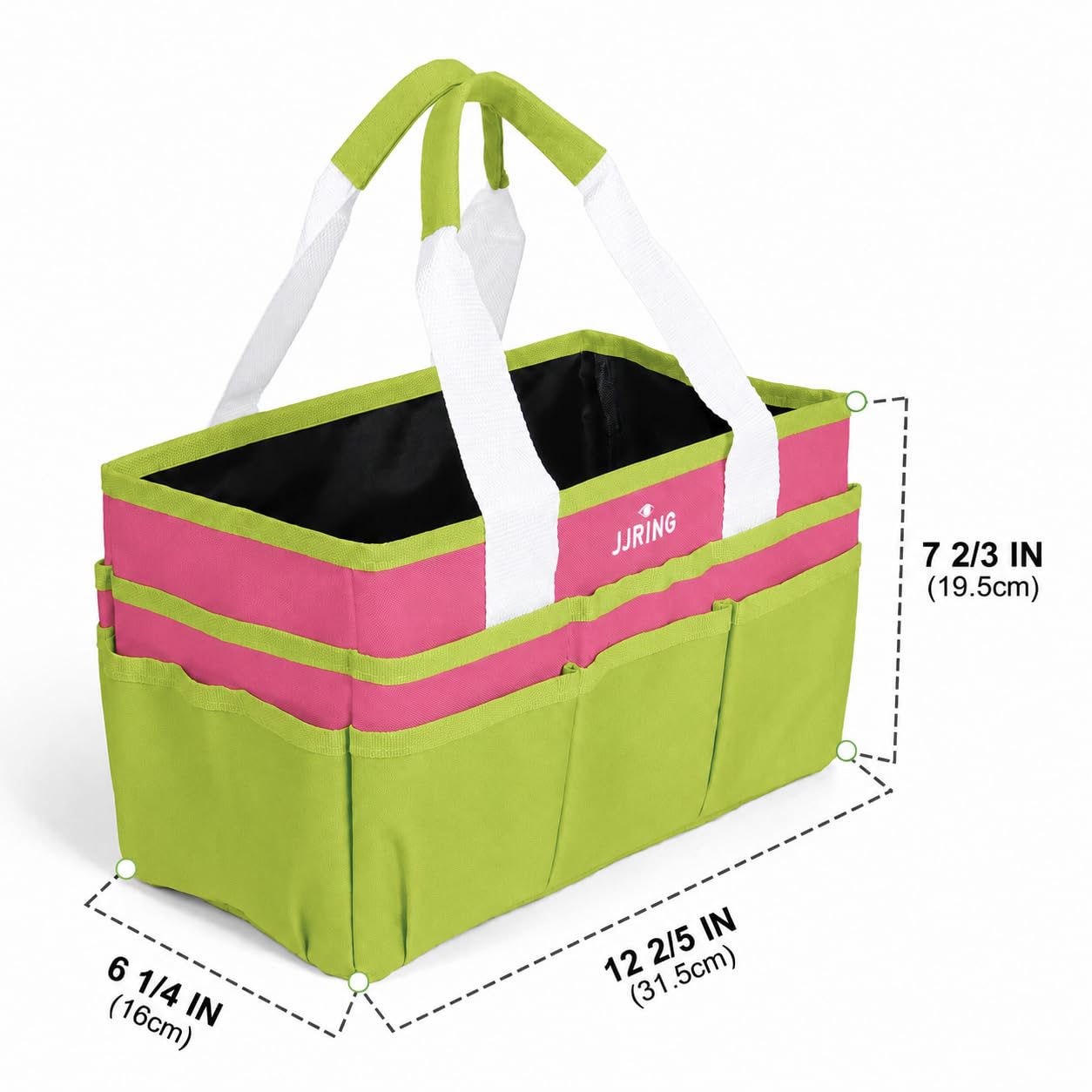 JJRING Craft Organizer Tote Bag Art Storage Caddy Bright Green and Red