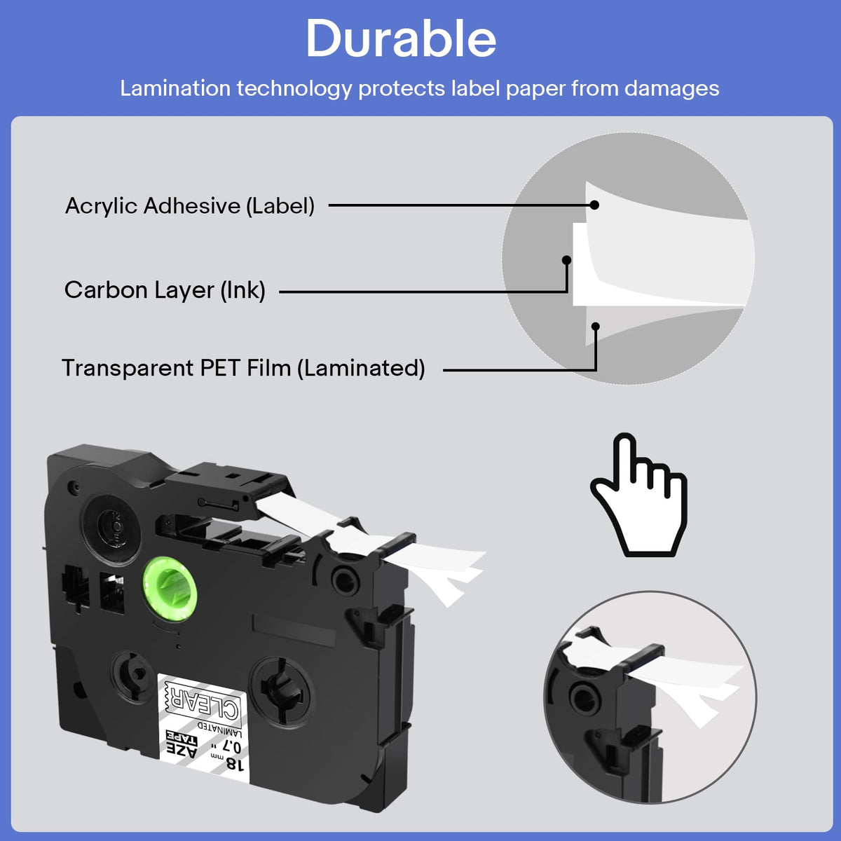 GREENCYCLE 2 Pack White on Clear Laminated Label Tape Compatible for Brother AZE 145 TZe145 TZ145