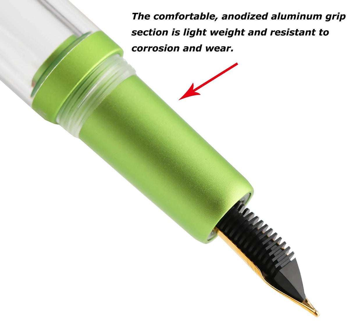 erofa M2 Metallic Green Fountain Pen (Extra Fine Nib 0.38mm) Transparent Eye Dropper Filling