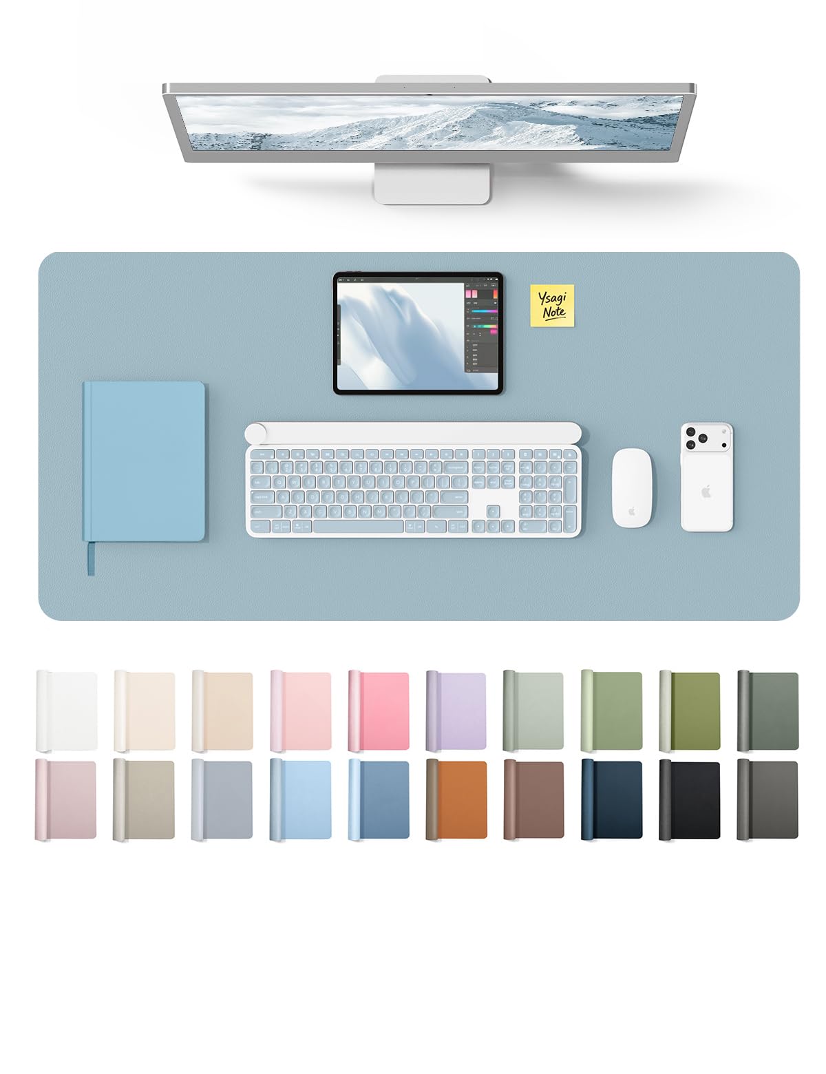 YSAGi Leather Desk Protector, Office Mat, Large Mouse Mat, Non-Slip PU Leather Blotter, Laptop Pad