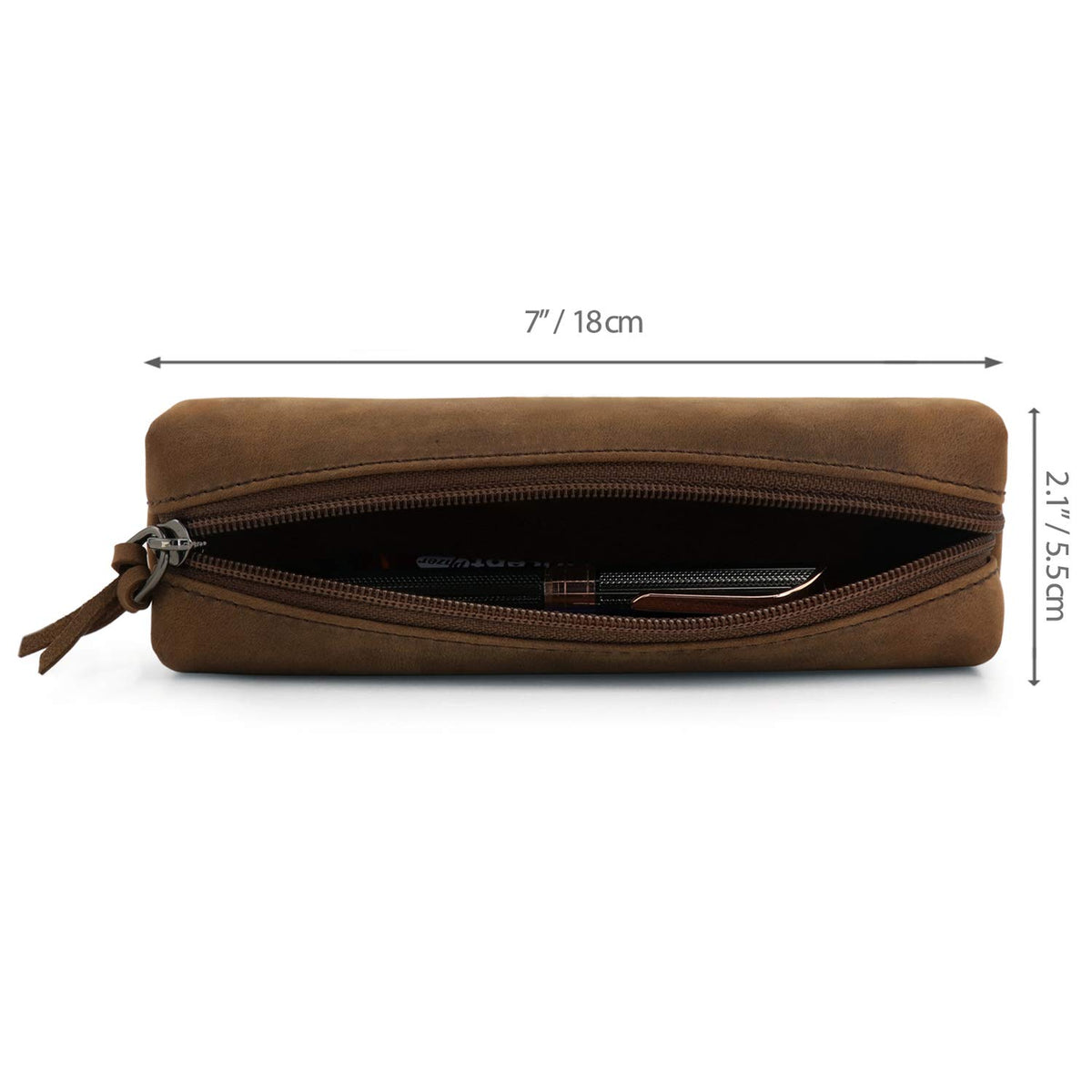 Londo Genuine Leather Zipper Pen, Pencil & Cosmetic Case